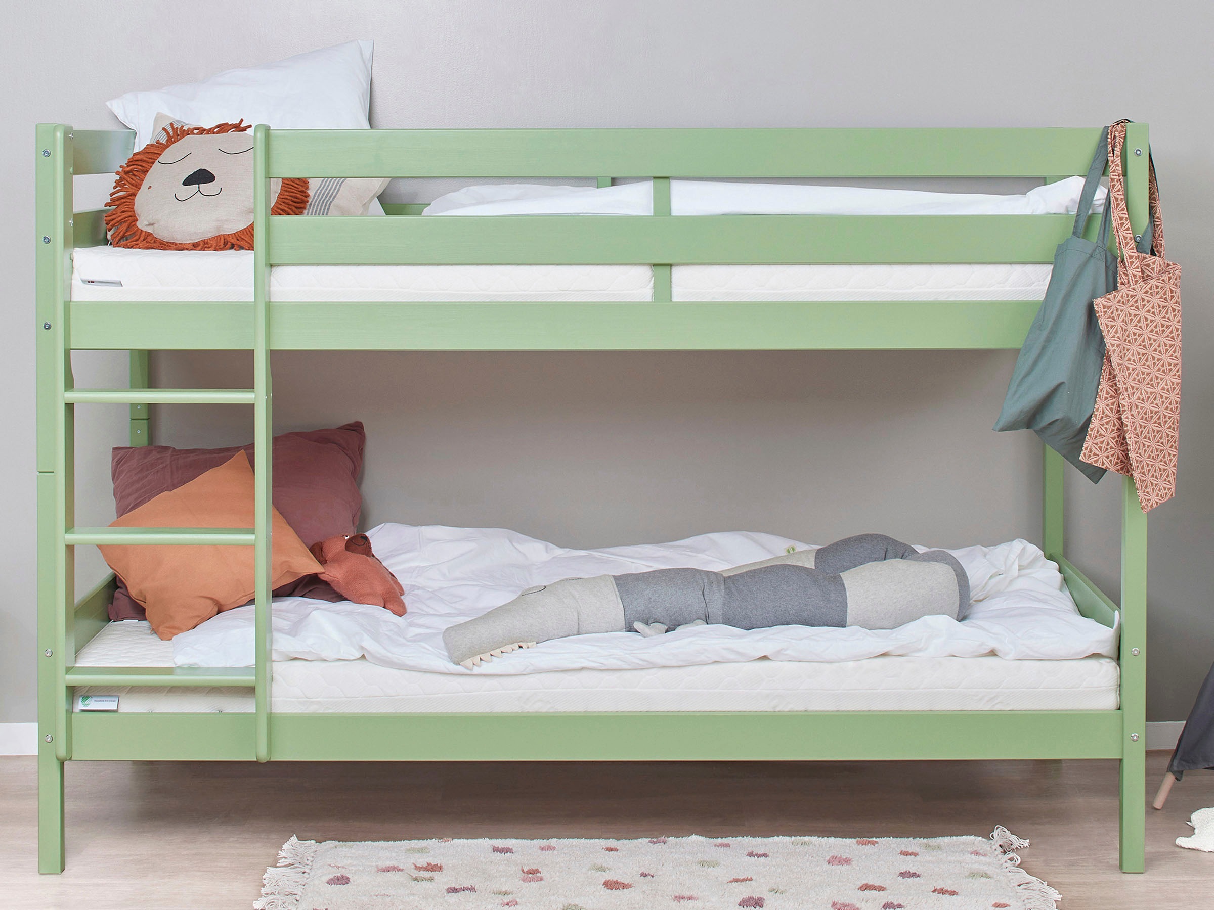 Hoppekids Etagenbett »ECO Comfort Kinderbett 90x200 oder 70x160 aus Massivholz in 4 Farben«, TÜV, FSC und Nordisches Umweltzeichen – wahlweise mit Matratzen