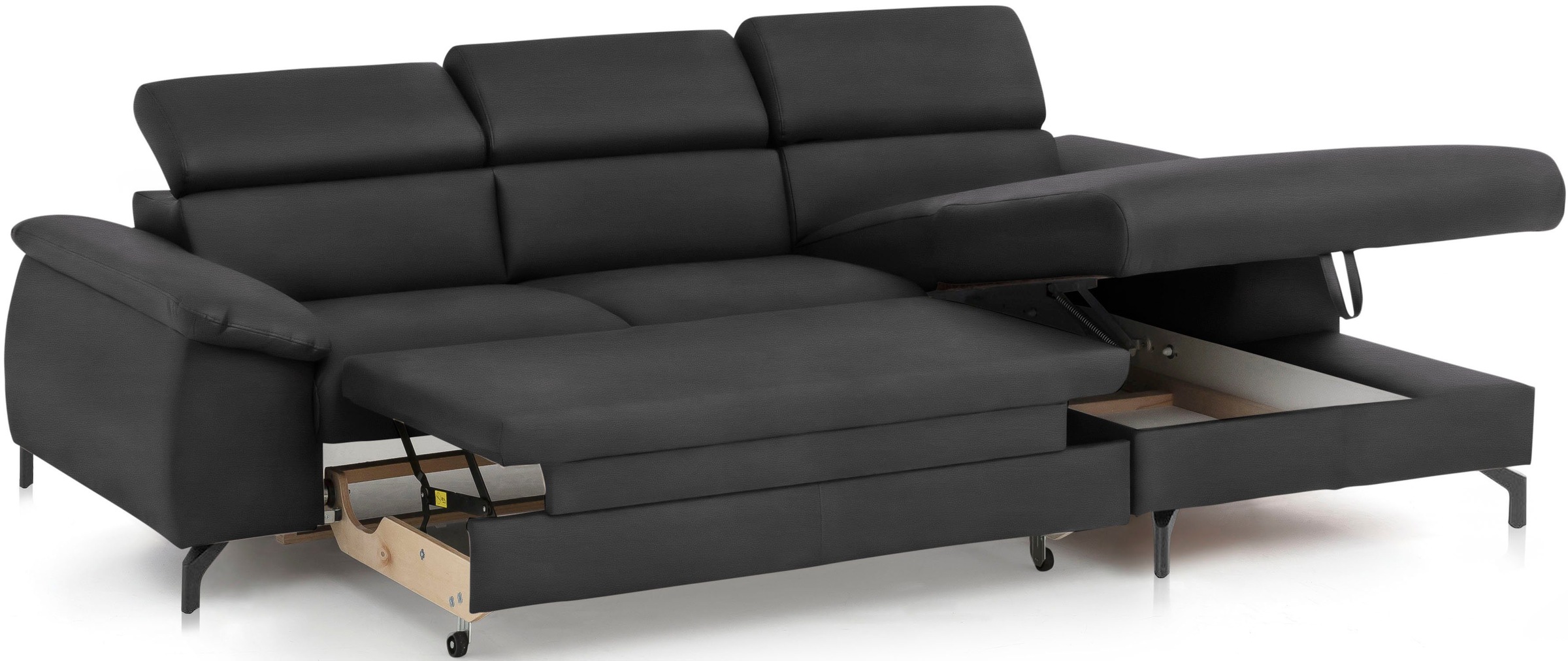 COTTA Polstergarnitur »Komaris L-Form«, (Set), Set bestehend aus: Ecksofa mit Kopfteilverstellung & Hocker
