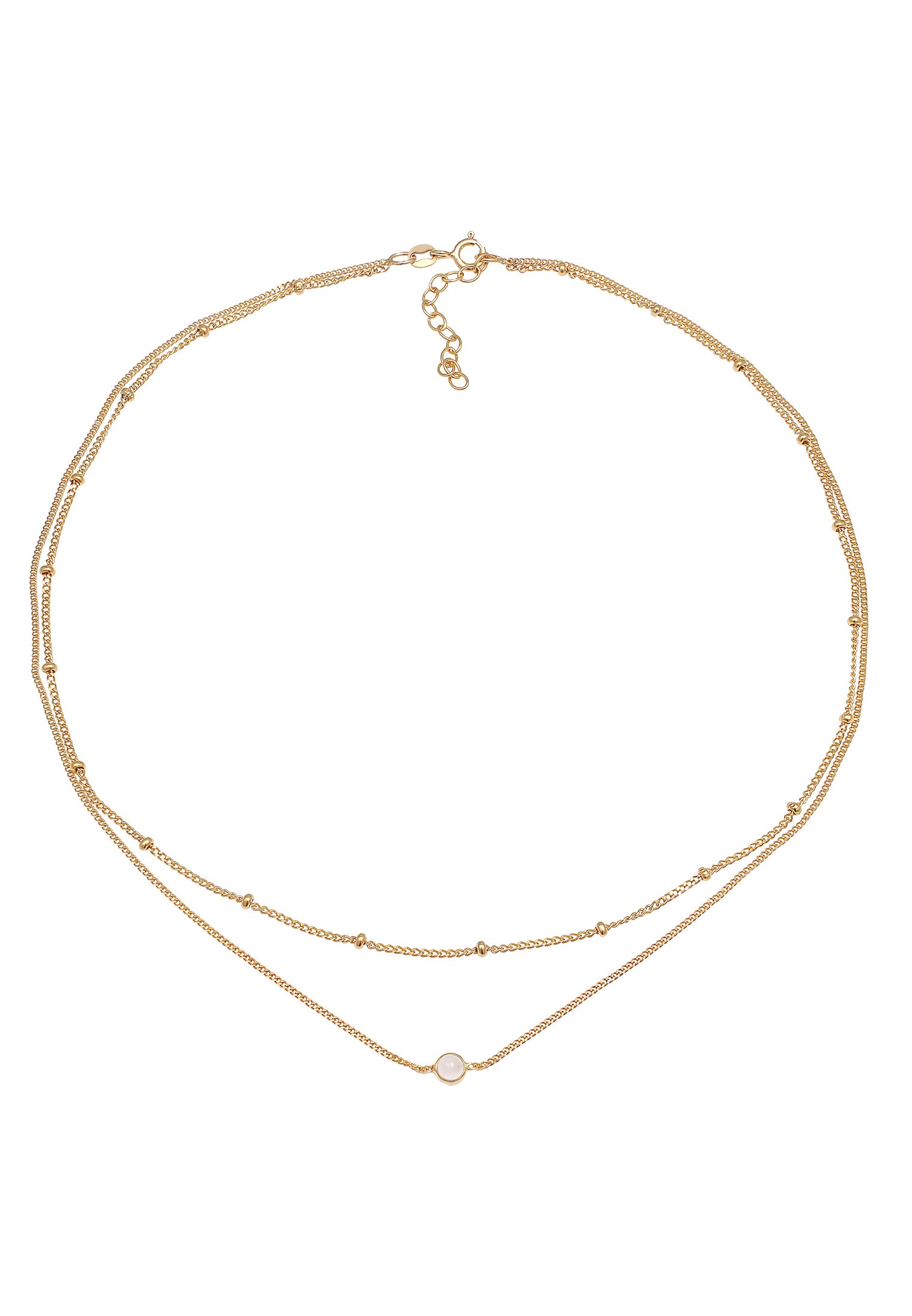 Elli Choker »Halskette Choker Layer Look Kugelkette Rosenquarz 925 Silber«
