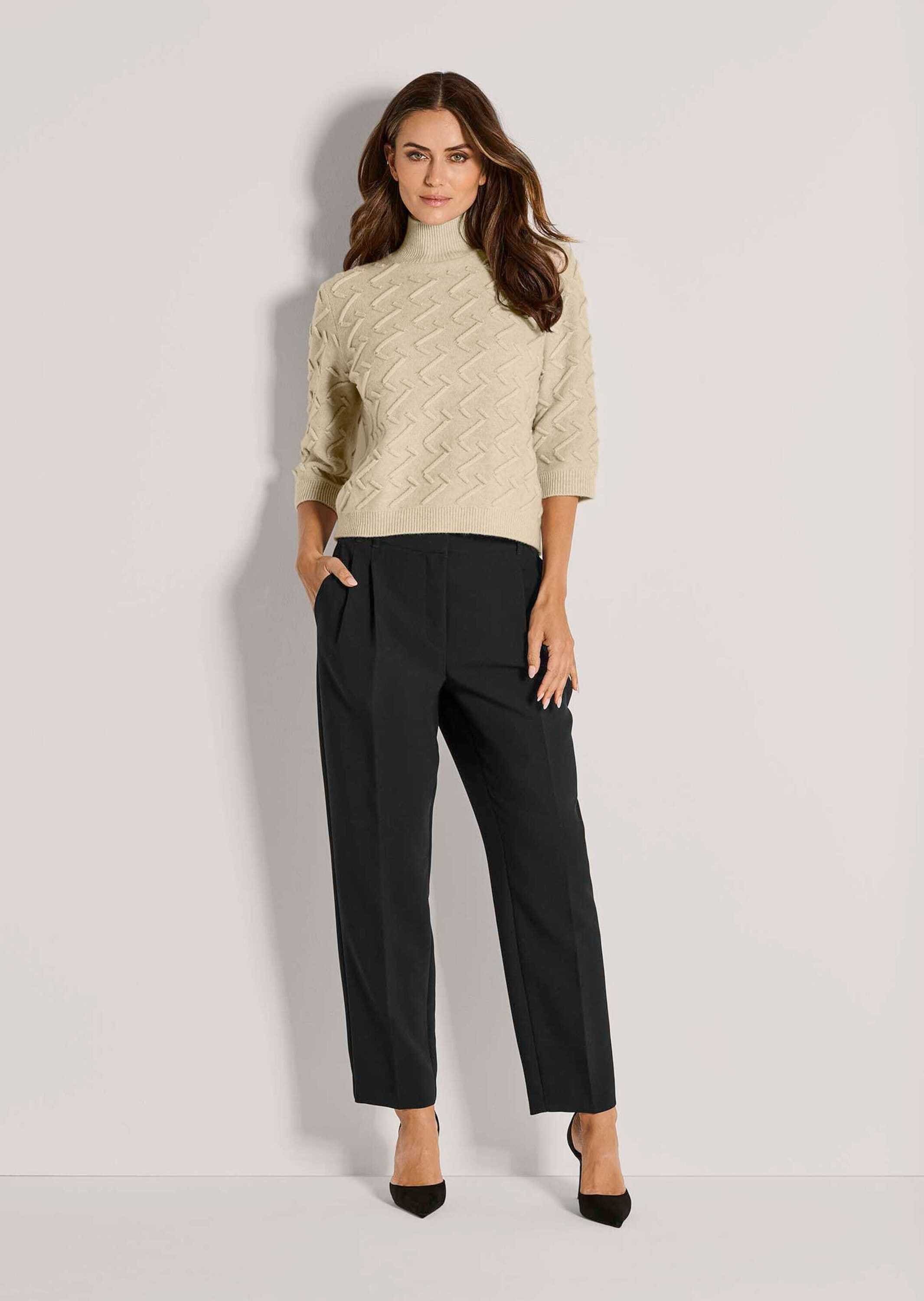 MADELEINE Longpullover »Strickpullover Eleganter Wollpullover mit Zick-Zack-Struktur«