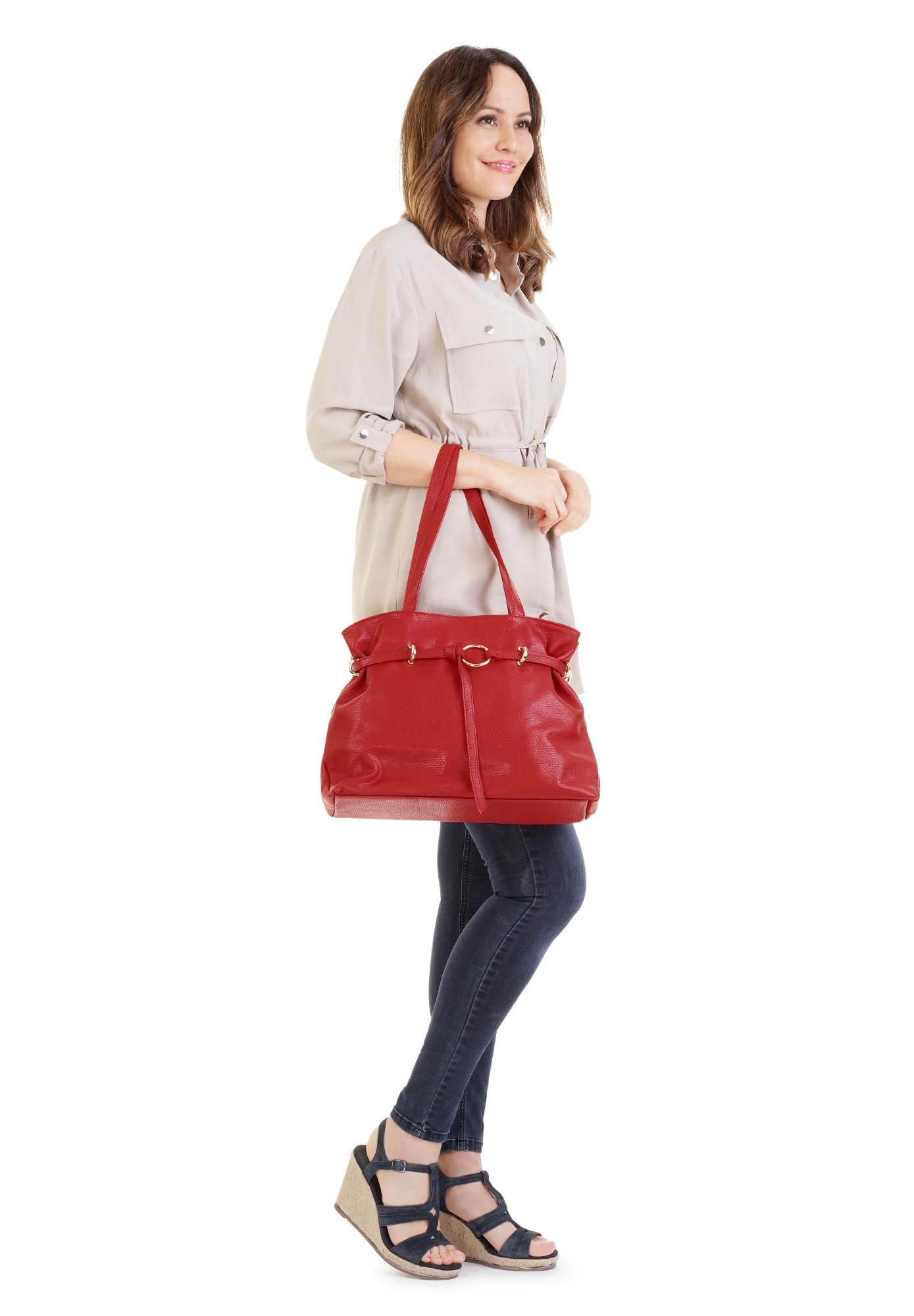 Samantha Look Henkeltasche, echt Leder, Made in Italy