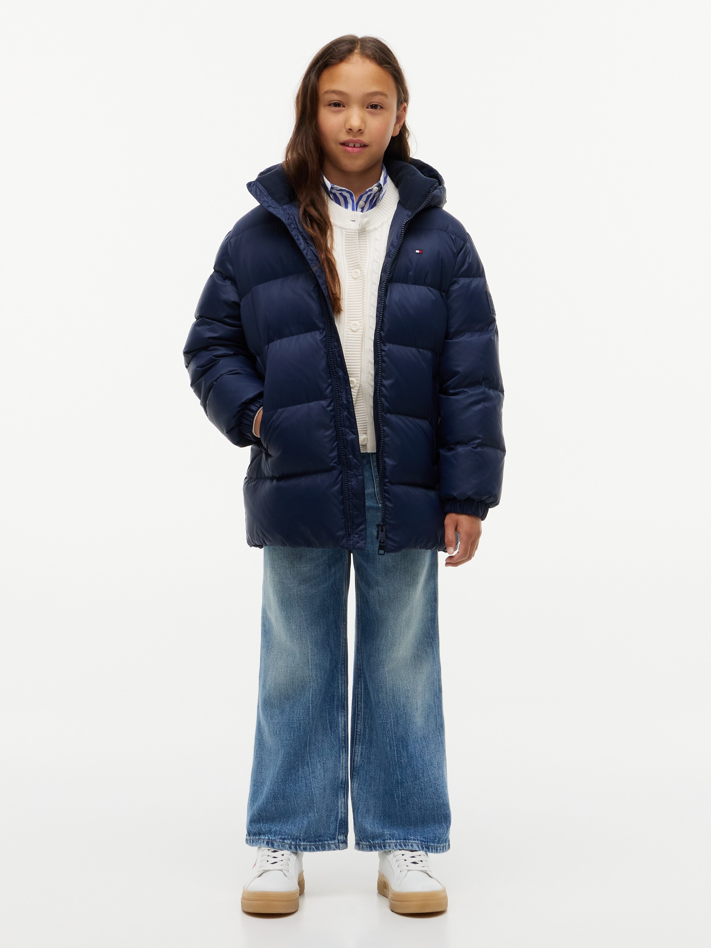 Tommy Hilfiger Steppjacke mit Kapuze 2-Wege-Zipper, abnehmbare Kapuze, Kinder bis 16 Jahre