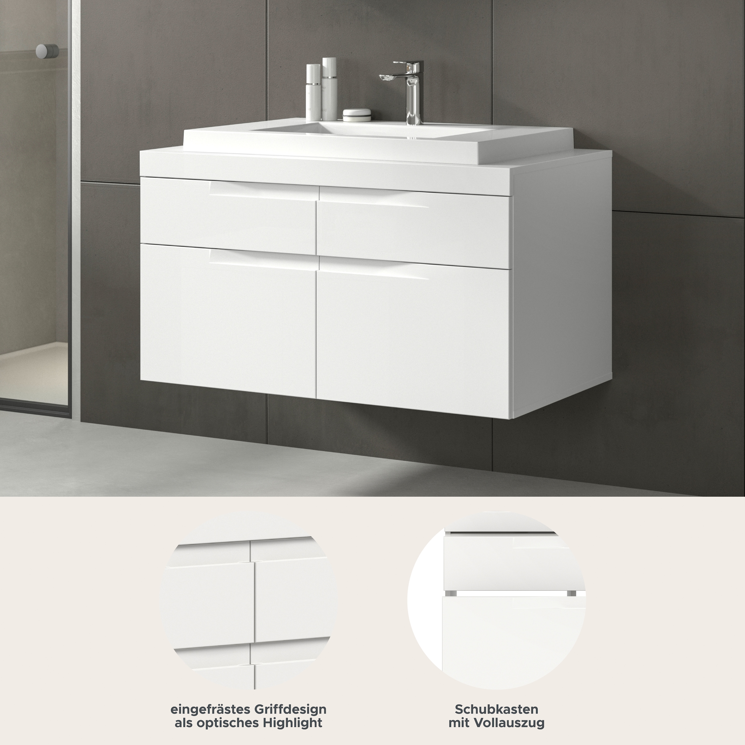OTTO home Waschtisch »MAOI, inklusive Mineralguss-Aufsatzwaschbecken, Breite 100cm« Waschbecken, Waschbeckenschrank, Kommode, Badunterschrank