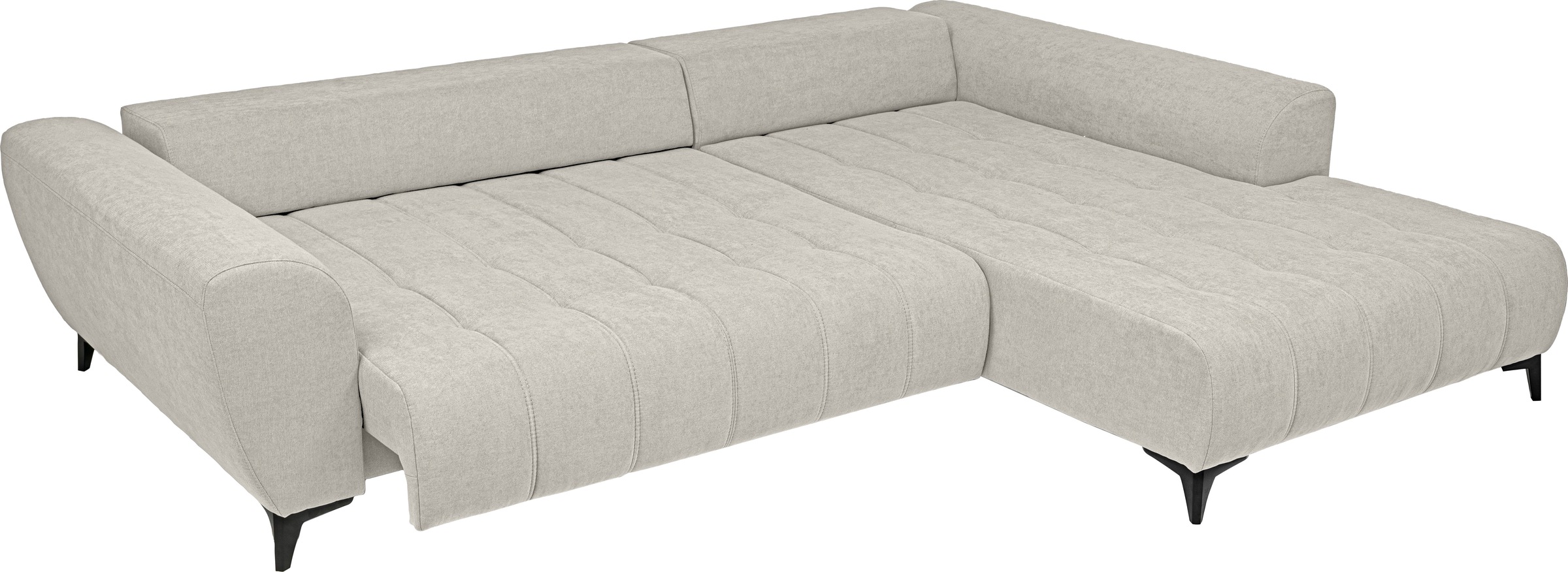 WERK2 Ecksofa »Garay, XXL-Liegefläche: elektrisch ausziehbar auf ca. 228×126 cm« Luxus in Übergröße: XXL-Liegefläche, Komfort-Ottomane & stilvolle Füße