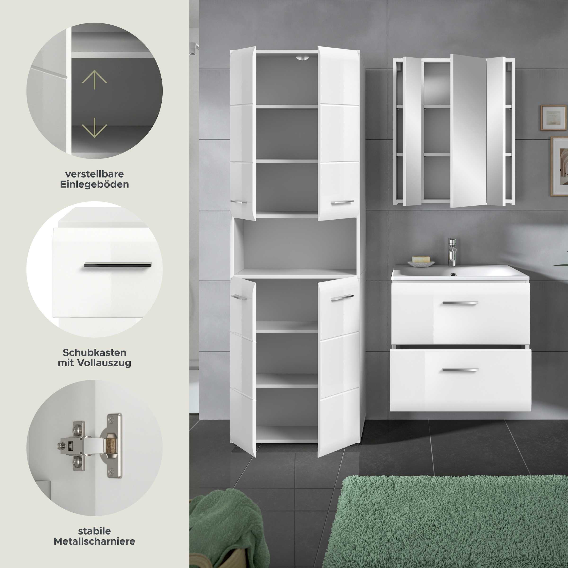 welltime Badezimmer-Set Set, 4 Stk. tlg.