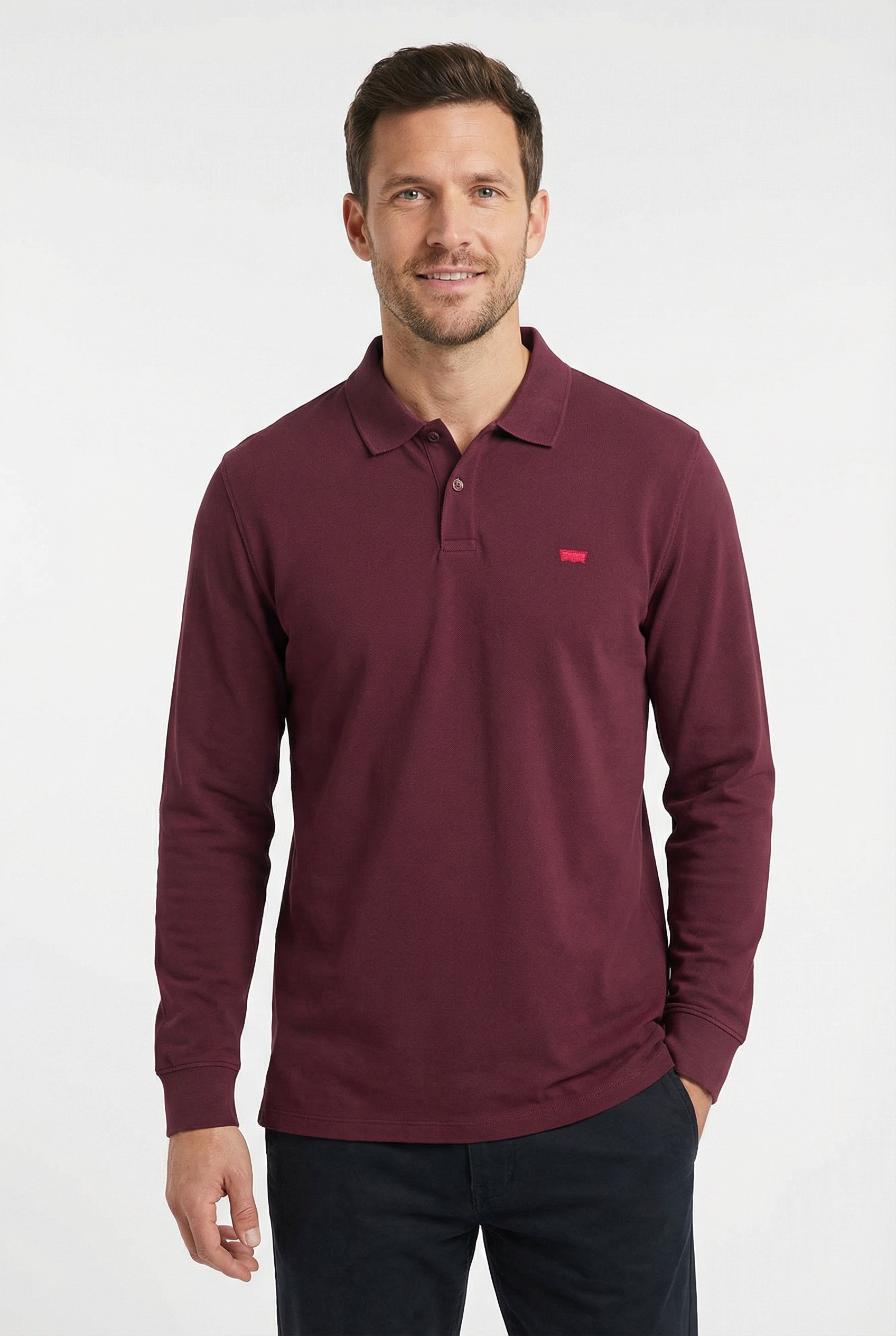 Levi's® Langarm-Poloshirt mit Logo Stickerei