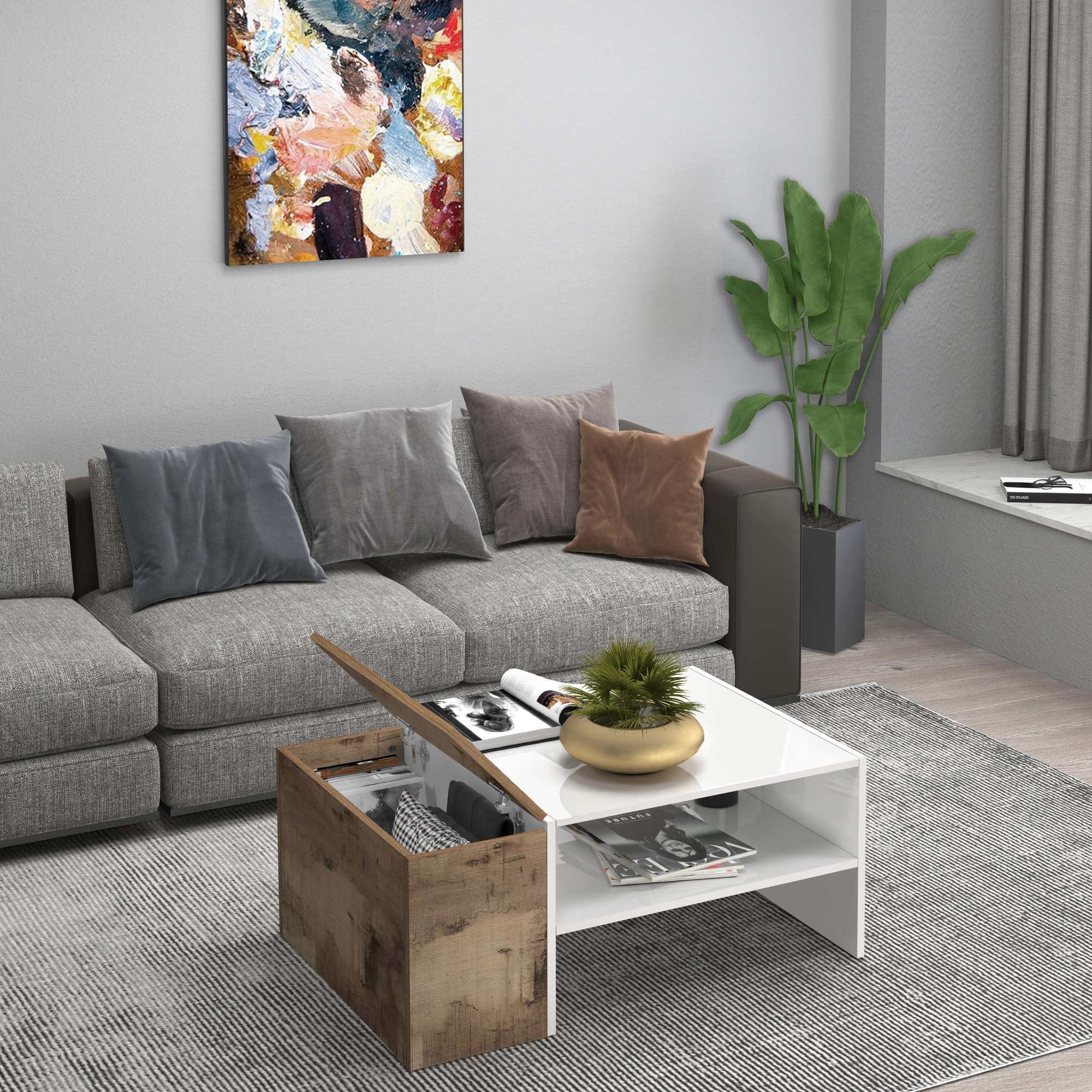 INOSIGN Couchtisch »Coro, Couchtisch, Couchtisch mit seitlichem Stauraum,Sofatisch«, Länge 90 cm, mit zwei Ablagefächern davon eines geschlossen