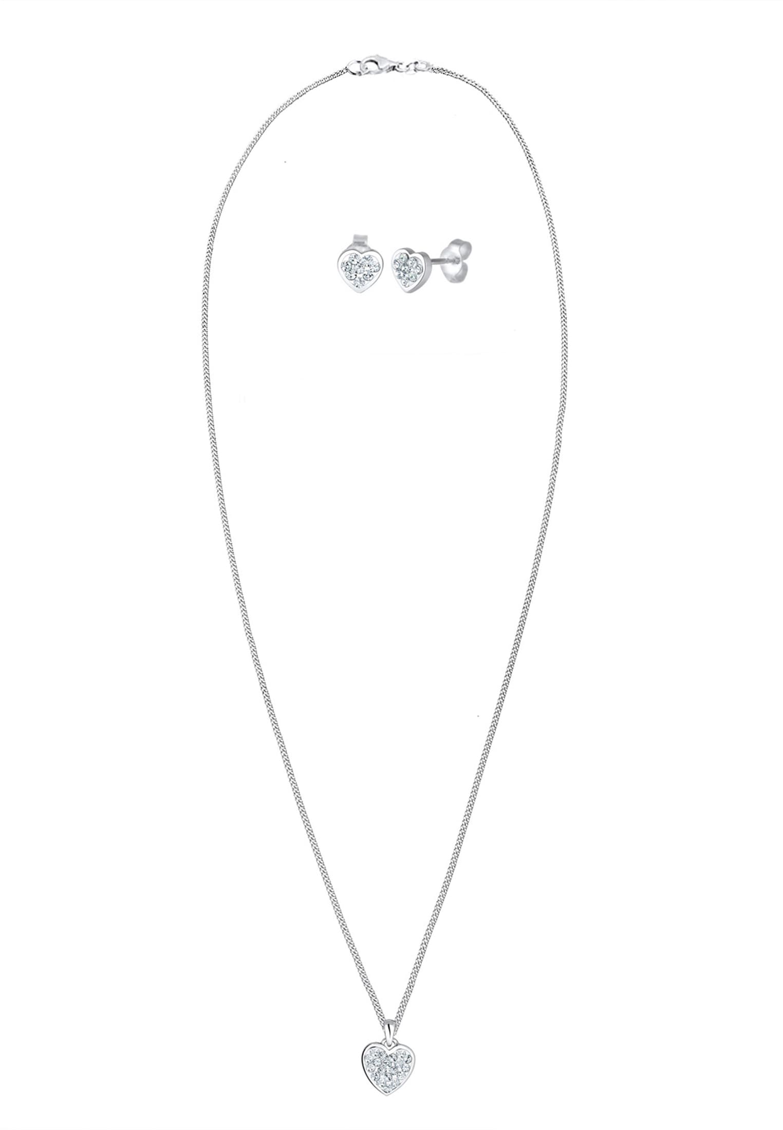 Elli Ohrring und Ketten Set »Schmuckset Herz Weiß 925 Sterling Silber, mit Kristallen von Swarovski®«