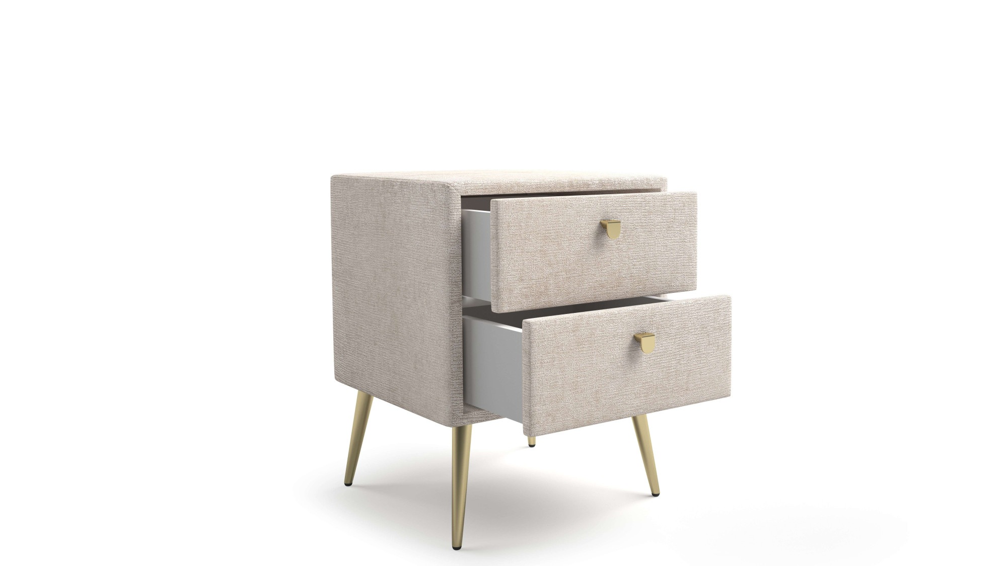 Home affaire Nachtschrank »MOIVRE Polster-Nachtkommode wahlweise mit 2 Schubladen oder Fächer« Nako auf goldenen Beinen, Maße B/T/H: 41/40,5/53,5cm, passend zum Bett