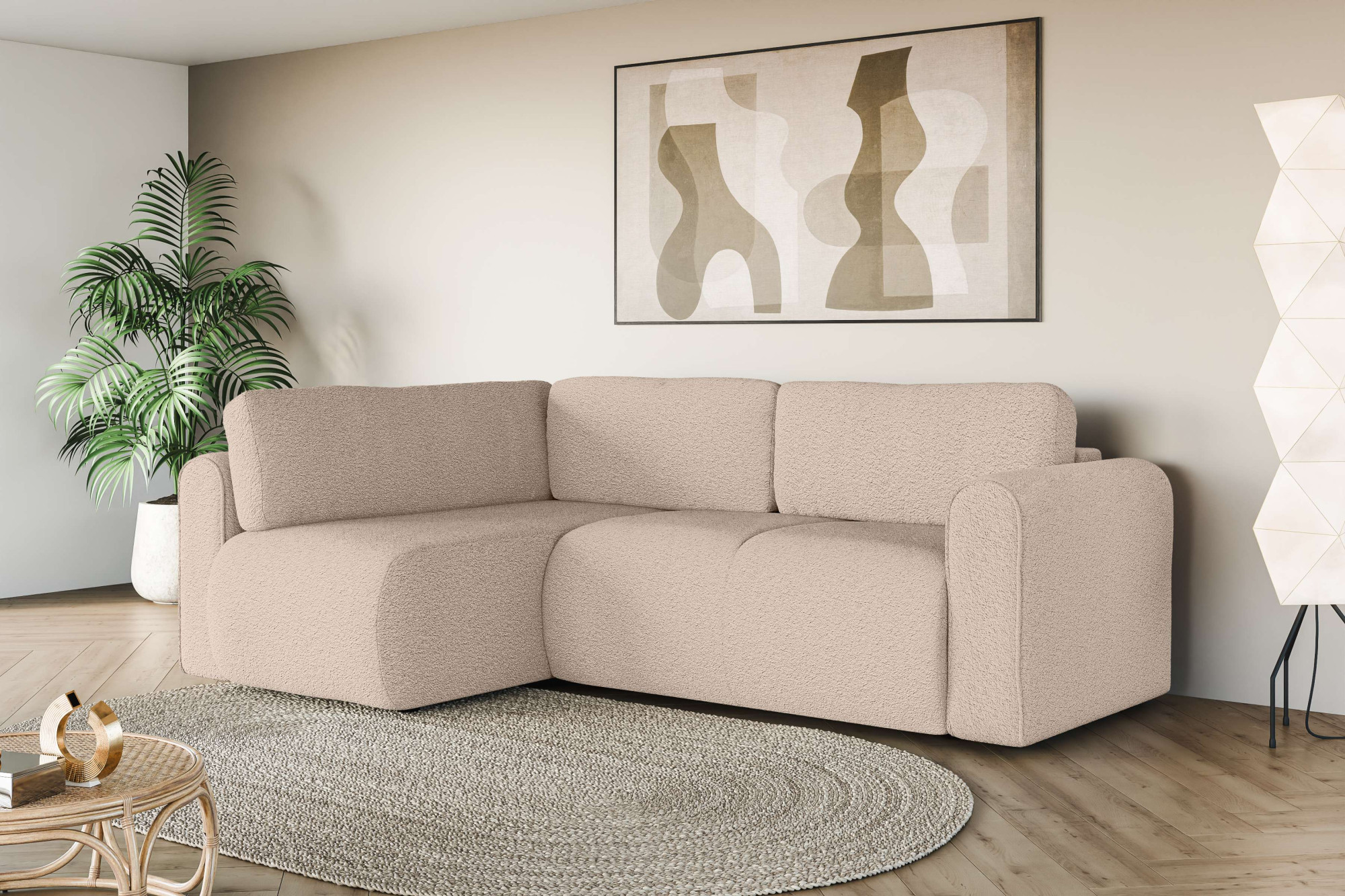 Inosign Ecksofa »Zacharia wahlweise Schlafsofa mit Bettkasten in beige, Größe B/H/T: 250 cm x 86 cm x 166 cm