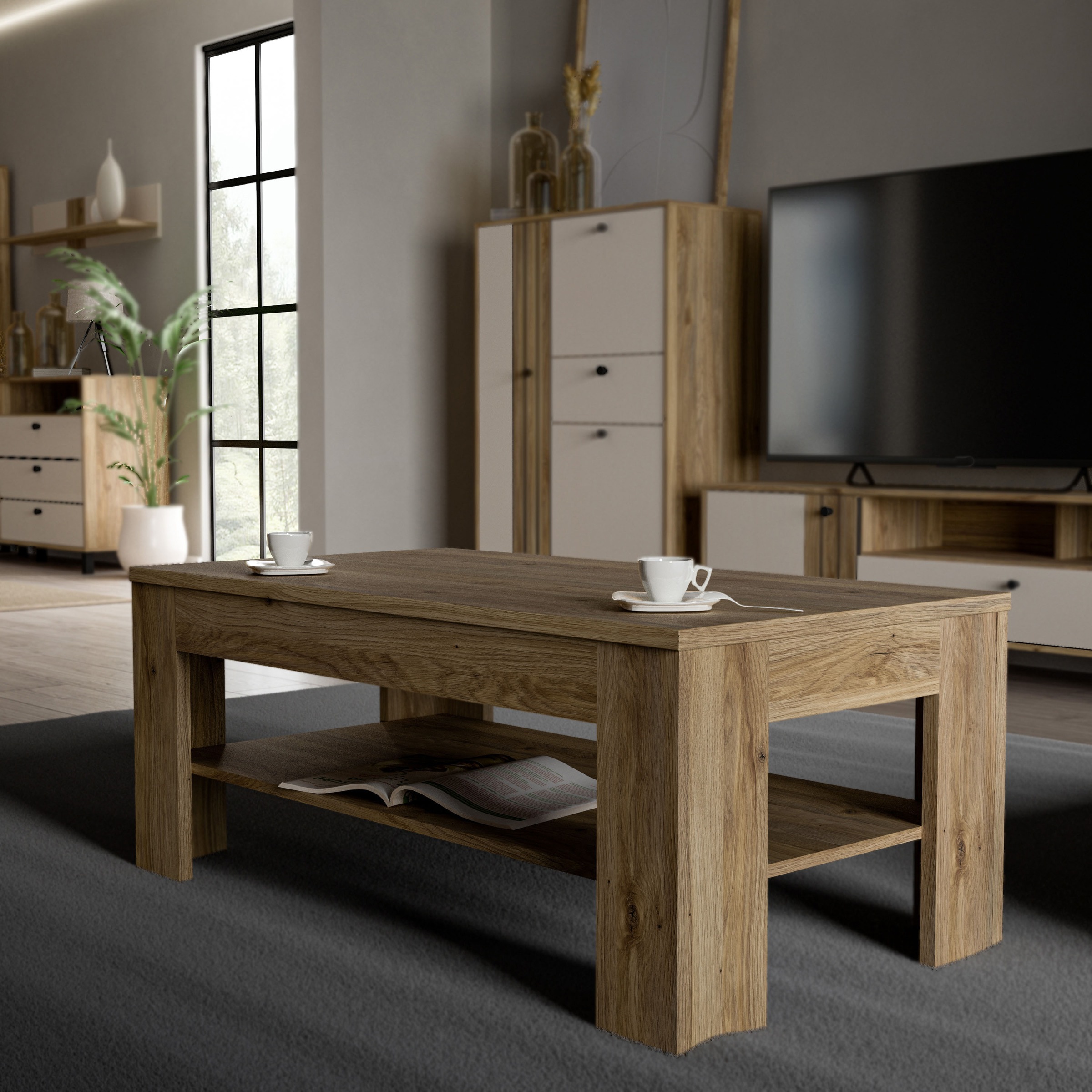 FORTE Couchtisch, Breite 110 cm, Ablage, pflegeleicht, einfache Montage