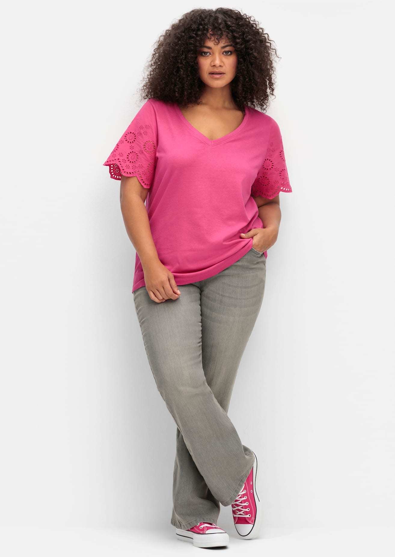 Sheego By Joe Browns Damen Kurzarmshirt »Shirt« 1 Stk. tlg. in pink, Größe 48/50