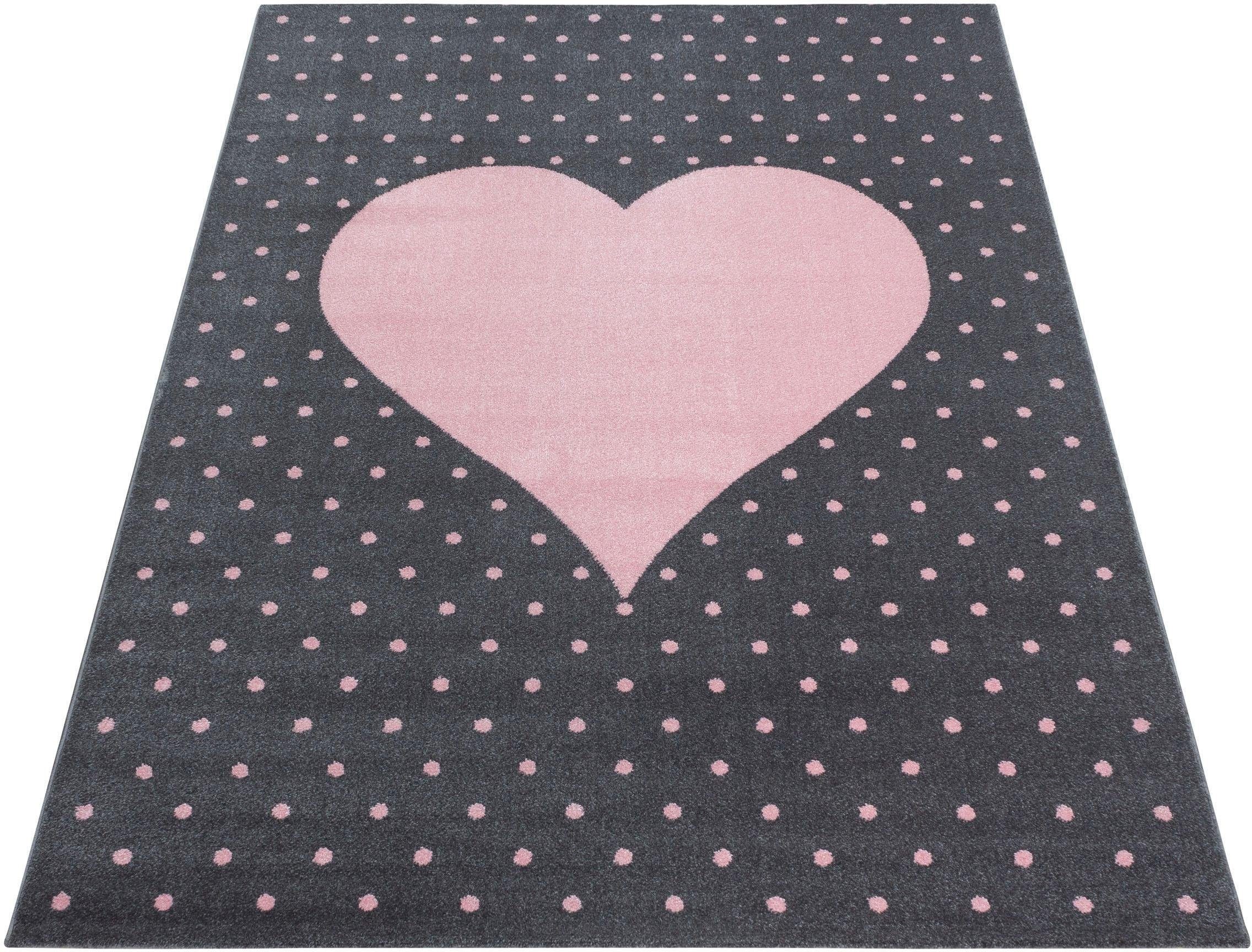 Ayyildiz Kinderteppich »Bambi 830«, rechteckig, 11 mm Höhe, Herz Motiv, Kurzflor