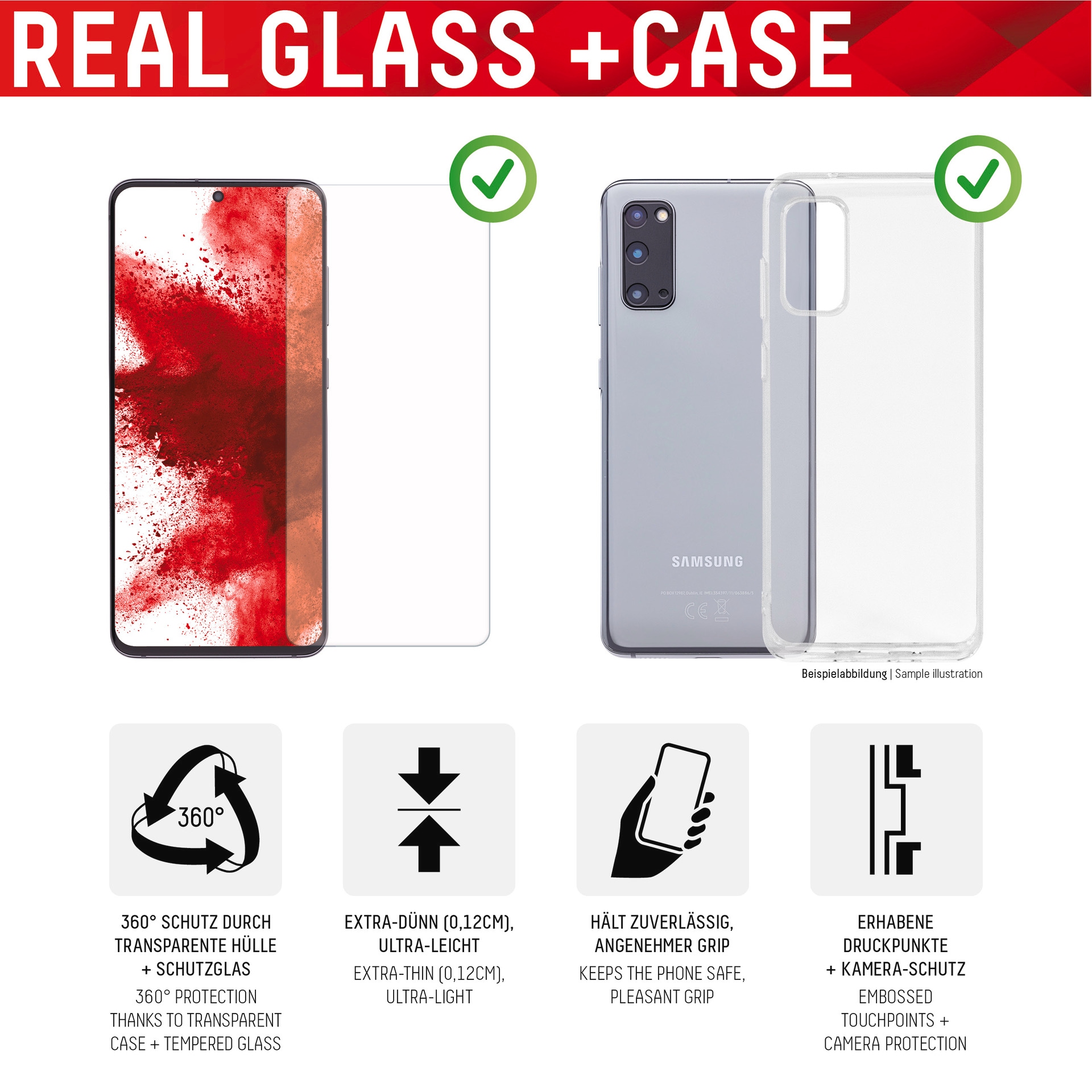 Displex Displayschutzglas »Real Glass + Case«, für Samsung Galaxy A53 5G, Rundumschutz bestehend aus Screen Protector und Case