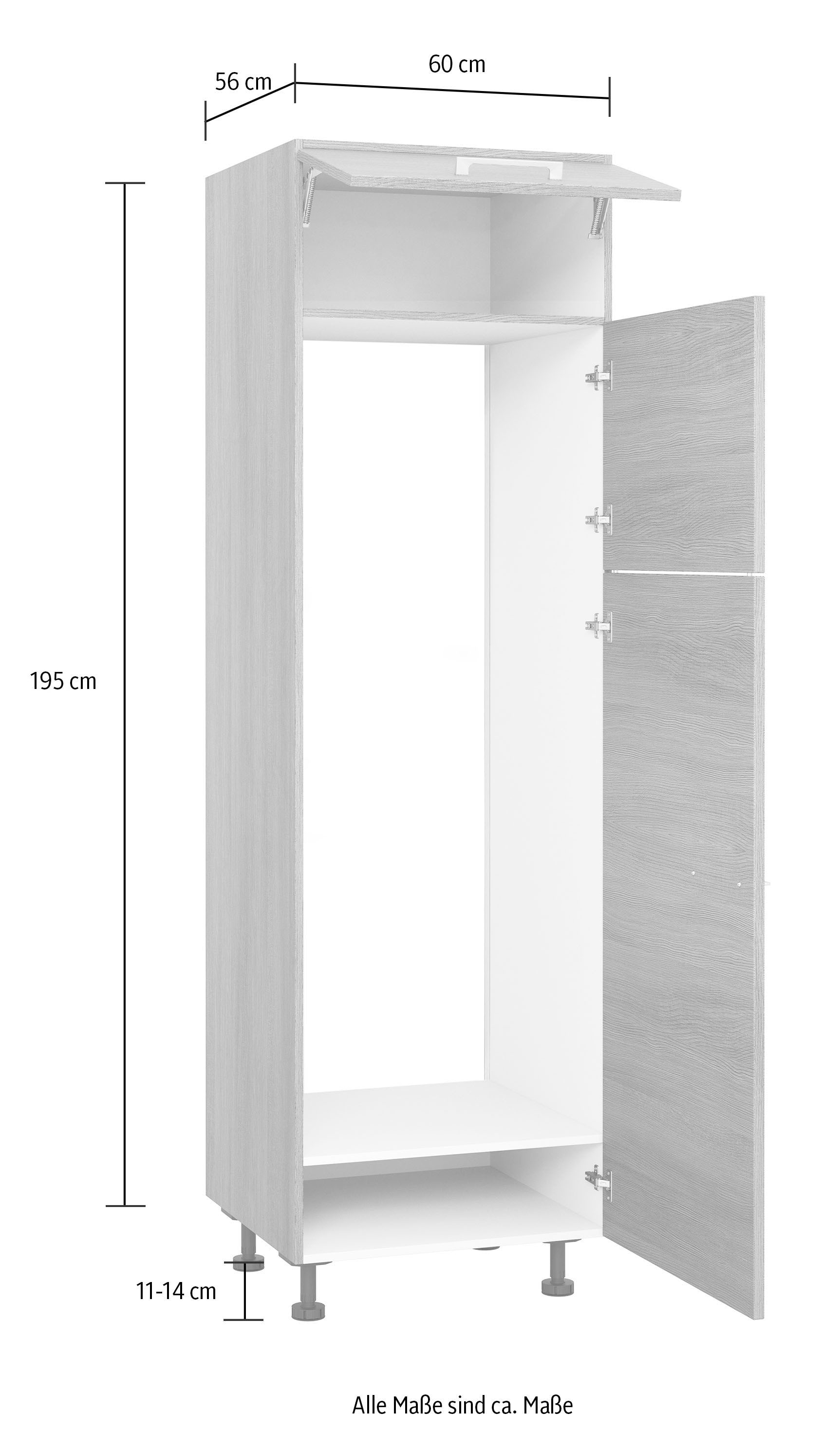 KOCHSTATION Kühlumbauschrank »KS-Trea SKG-195-145«, für integrierte Kühl-Gefrierkombi 145,0 cm, Breite 60 cm, Höhe 195 cm
