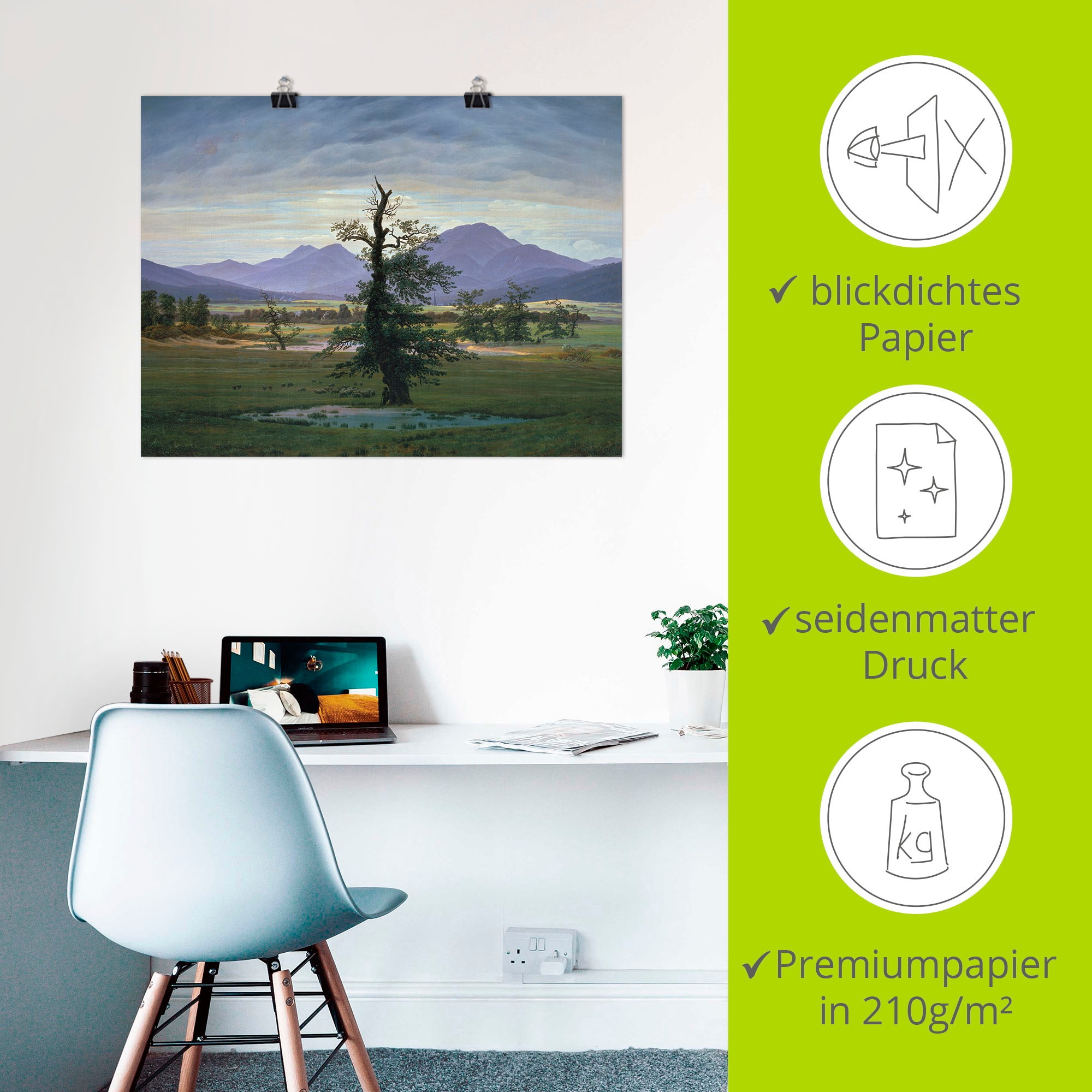 Artland Kunstdruck »Der einsame Baum«, Wiesen & Bäume, (1 St.), als Alubild, Leinwandbild, Wandaufkleber oder Poster in versch. Größen