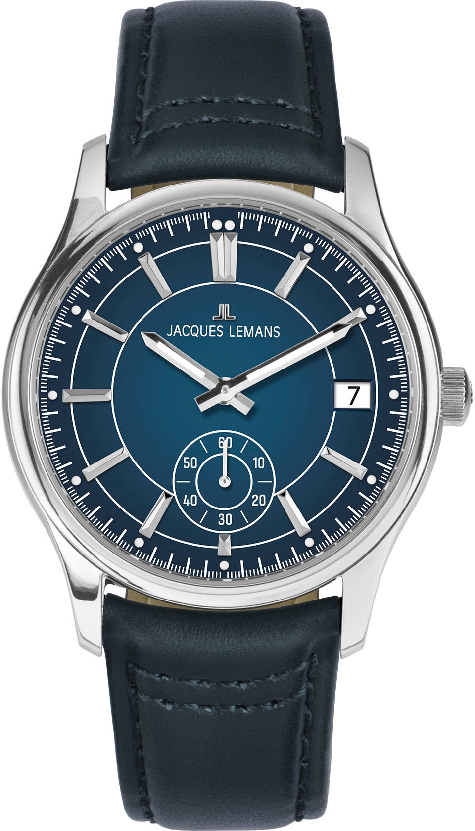 Jacques Lemans Quarzuhr »Derby« Armbanduhr, Herrenuhr, Lederarmband, analog, Tag, kleine Sekunde