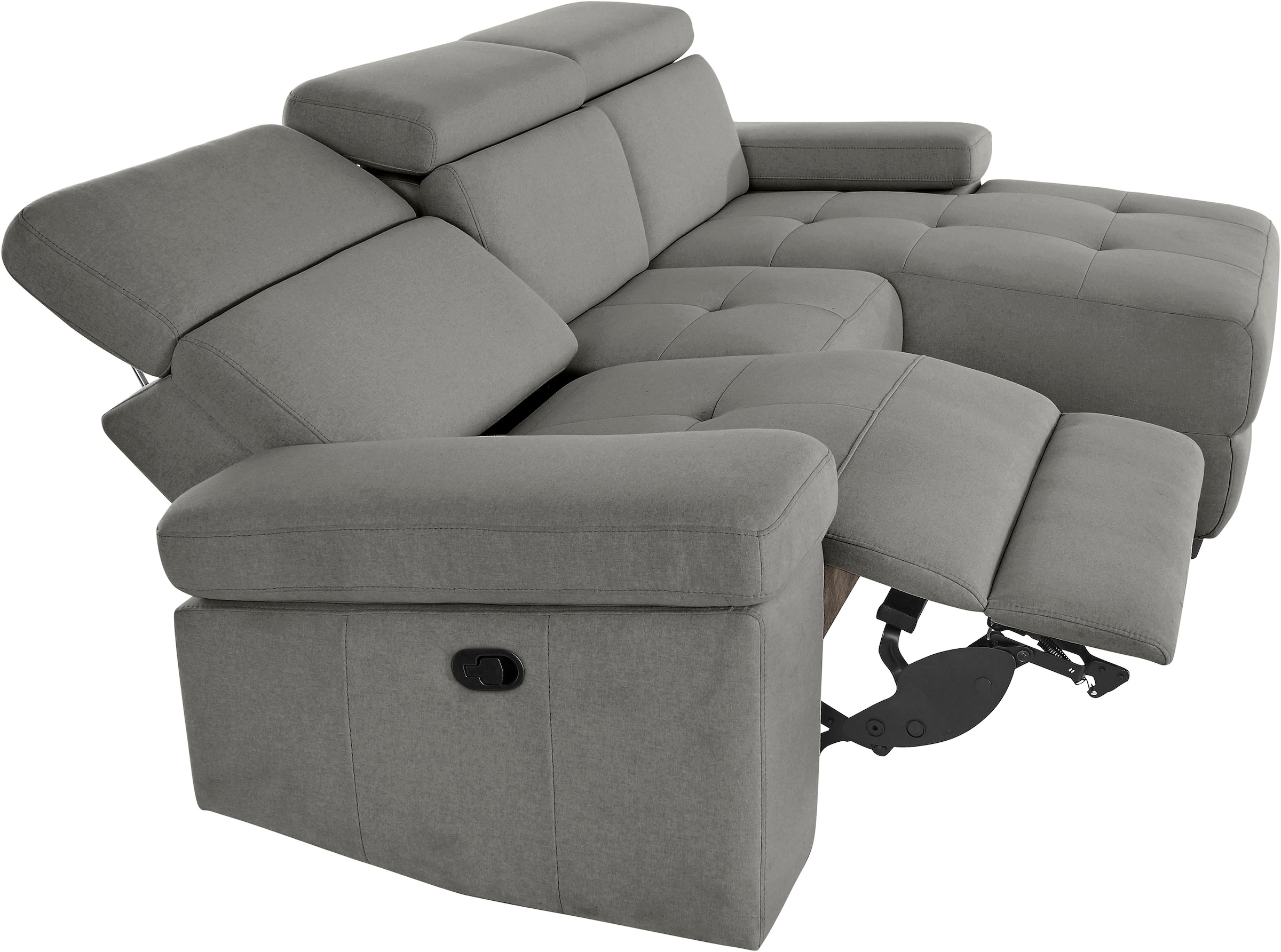 Places of Style Ecksofa »Kilado, L-Form,«, mit Relaxfunktion, verstellbarer Armlehne, Kopfteilverstellung