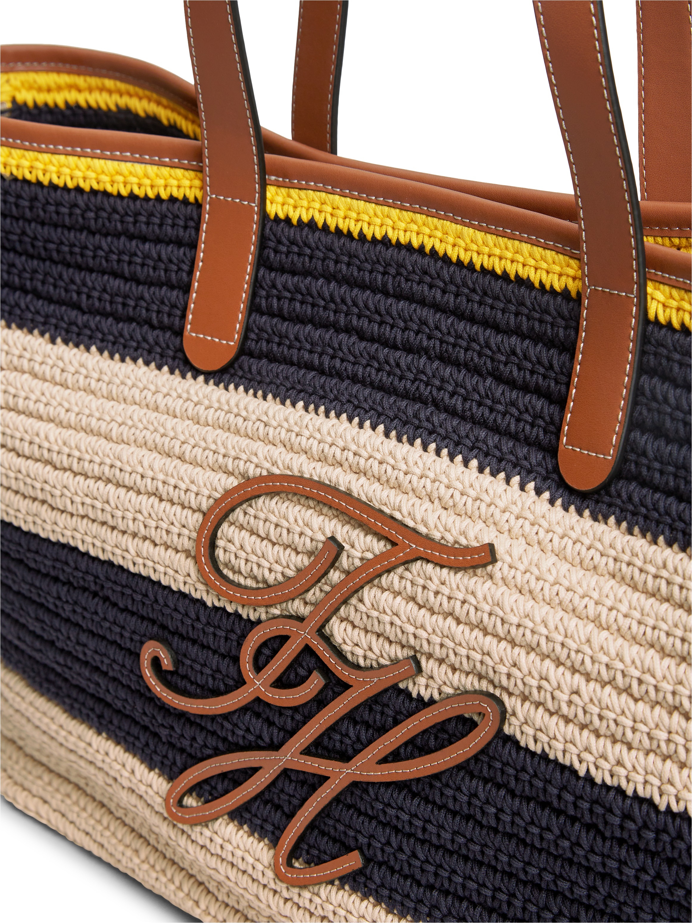 Tommy Hilfiger Tragetasche »TH NAUTICAL TOTE CROCHET STR« Damen Strandtasche mit Streifen und Logoschriftzug