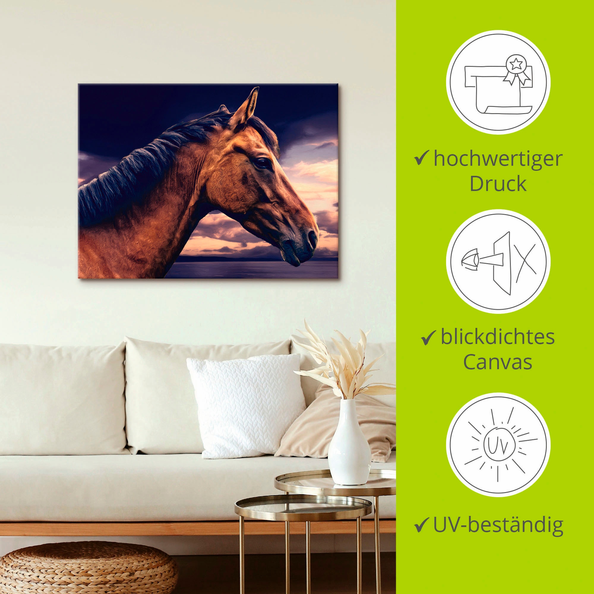 Artland Wandbild »Pferd am Meer«, Haustiere, (1 St.), als Leinwandbild, Wandaufkleber in verschied. Größen