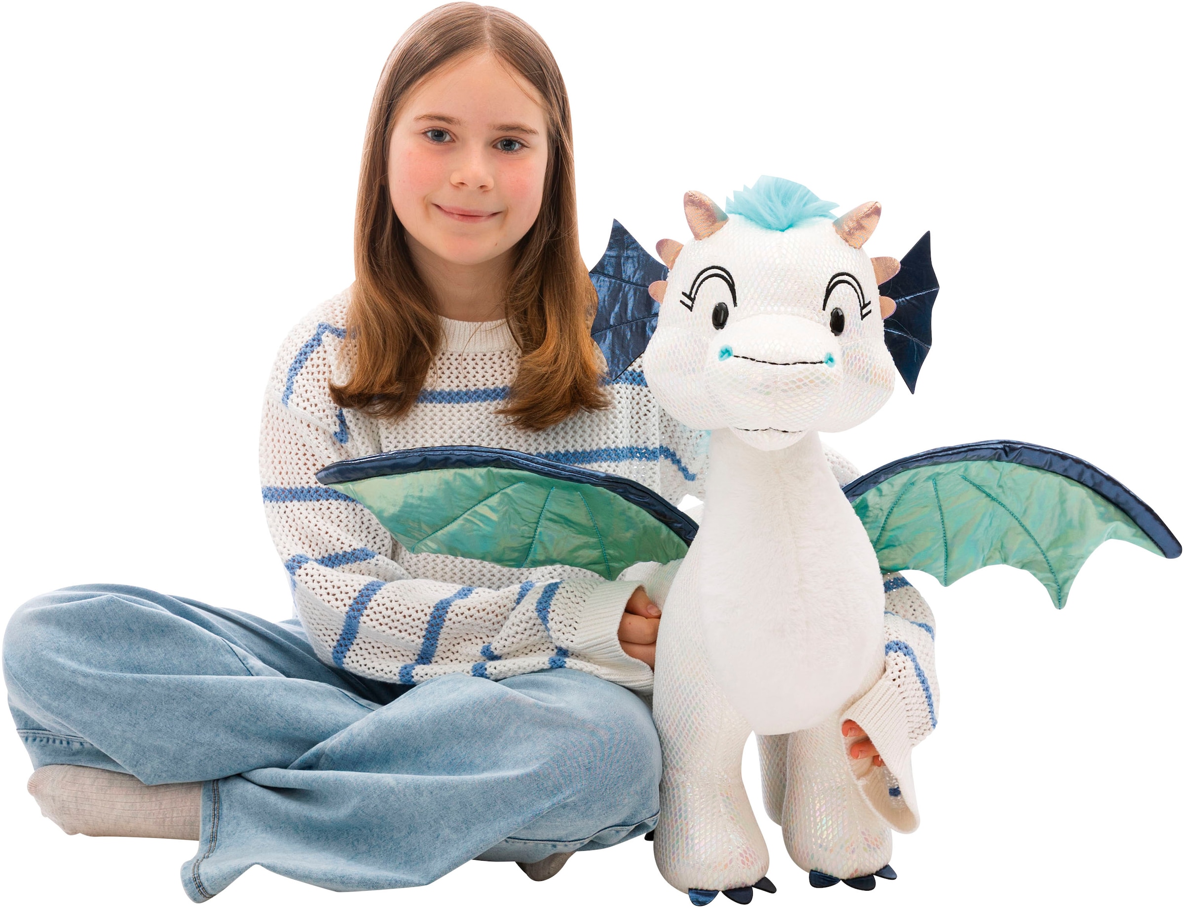 Nici Kuscheltier »Winter, Drache Zafura,  50 cm stehend« sitzend; enthält recyceltes Material