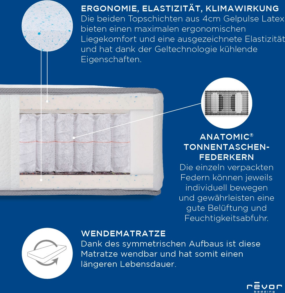 Revor Bedding Taschenfederkernmatratze »Kashmir Anatomic 1500 Gelpulse«, 28 cm hoch, Raumgewicht: 65 kg/m³, 1000 Federn, (1 St.), für jeden Schlaftyp geeignet!