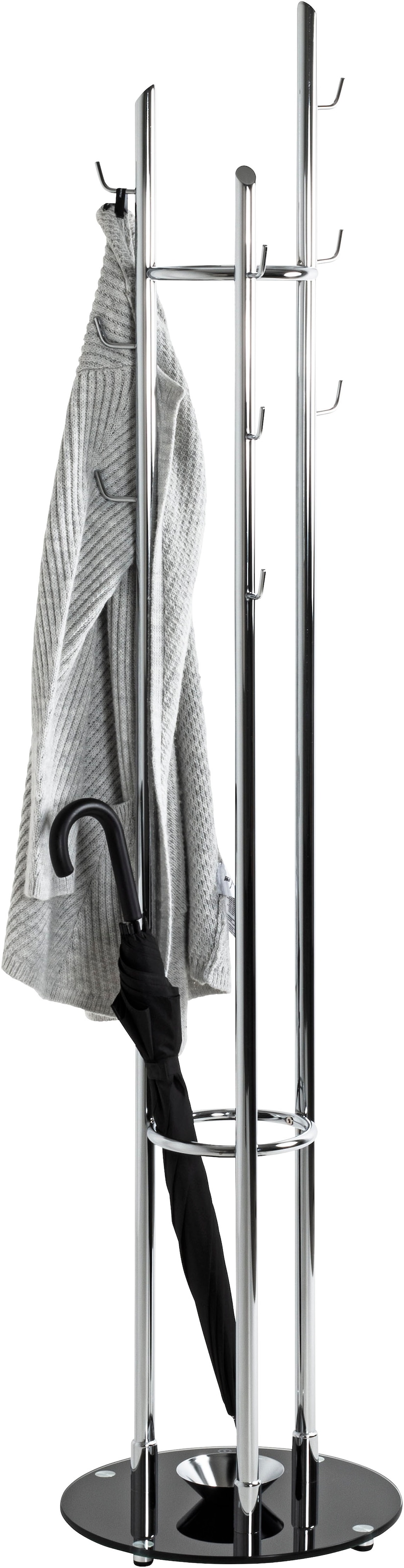 HAKU Garderobenständer »Kleiderständer, Standgarderobe« quadratisch - aus Metall Silber - Ø/H 40/183 cm