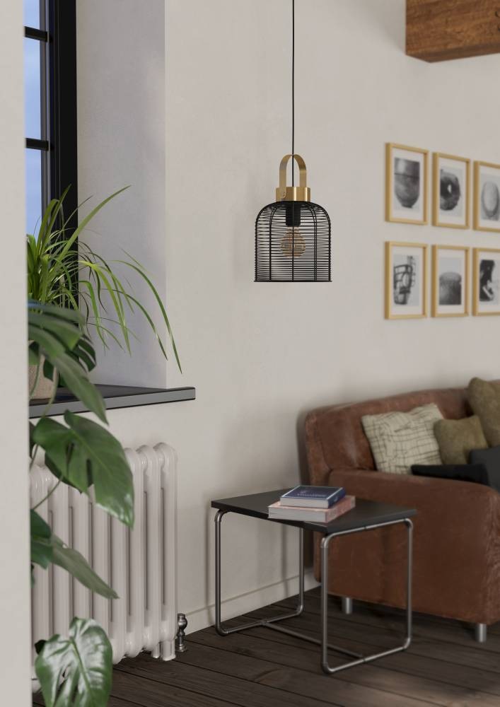 EGLO Hängeleuchte »ROUNDHAM«, 1 flammig, Leuchtmittel E27 | ohne Leuchtmittel, Pendelleuchte, Esszimmerlampe Industrial, Metall in Schwarz, Ø22cm