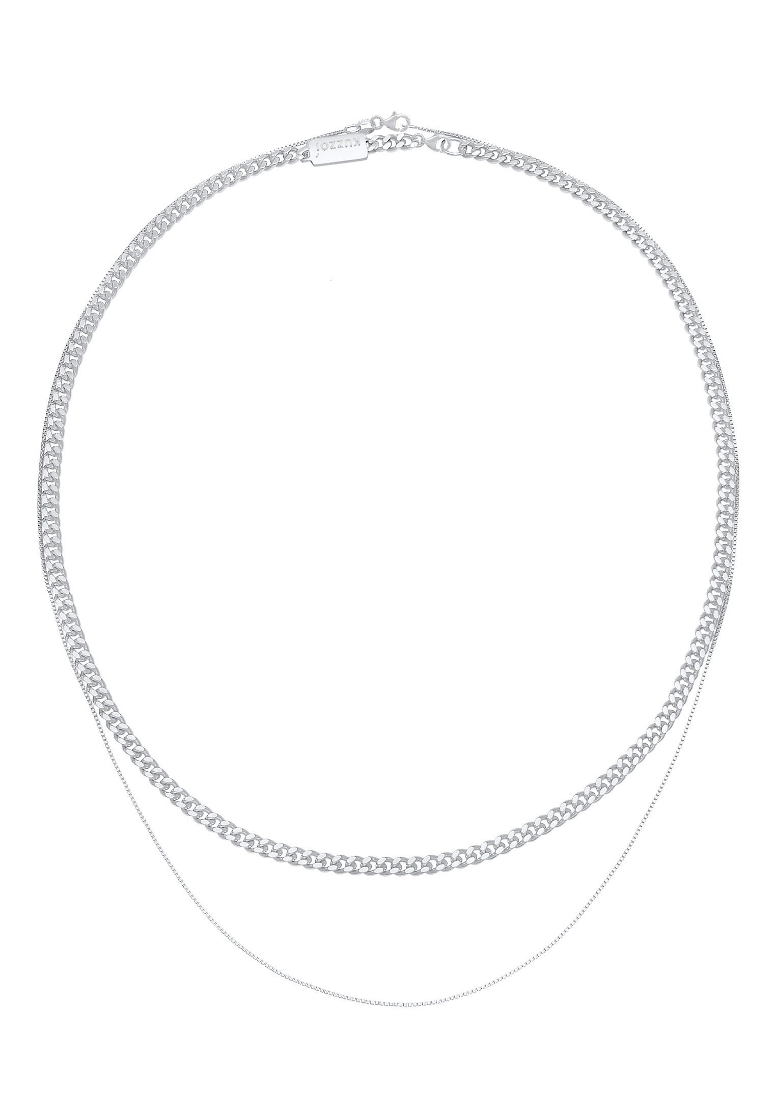Kuzzoi Silberkette »Halskette Herren Ketten Panzer Venezia (2 tlg.) 925 Silber«