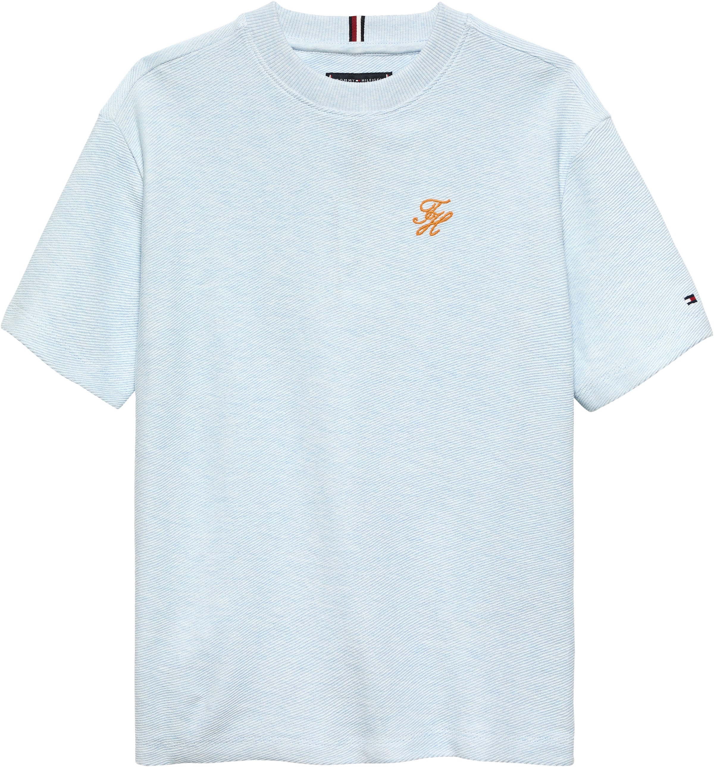 Tommy Hilfiger T-Shirt »TH SCRIPT JERSEY TWILL T-SHIRT« Kinder bis 16 Jahre, Rundhals, bestickt