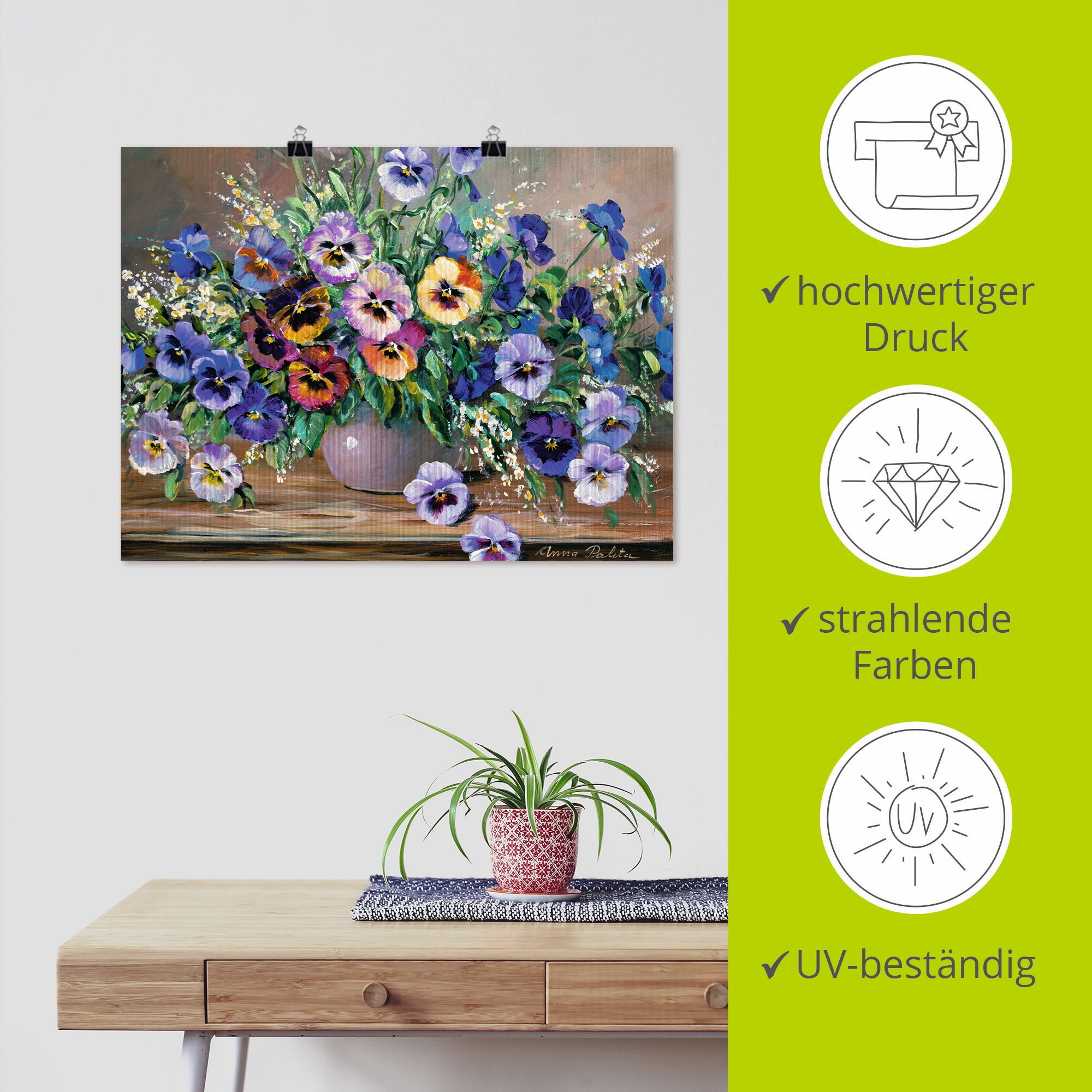 Artland Poster »Stiefmütterchenstrauß« 1 Stk. tlg. als Leinwandbild, Wandaufkleber oder Poster in versch. Größen