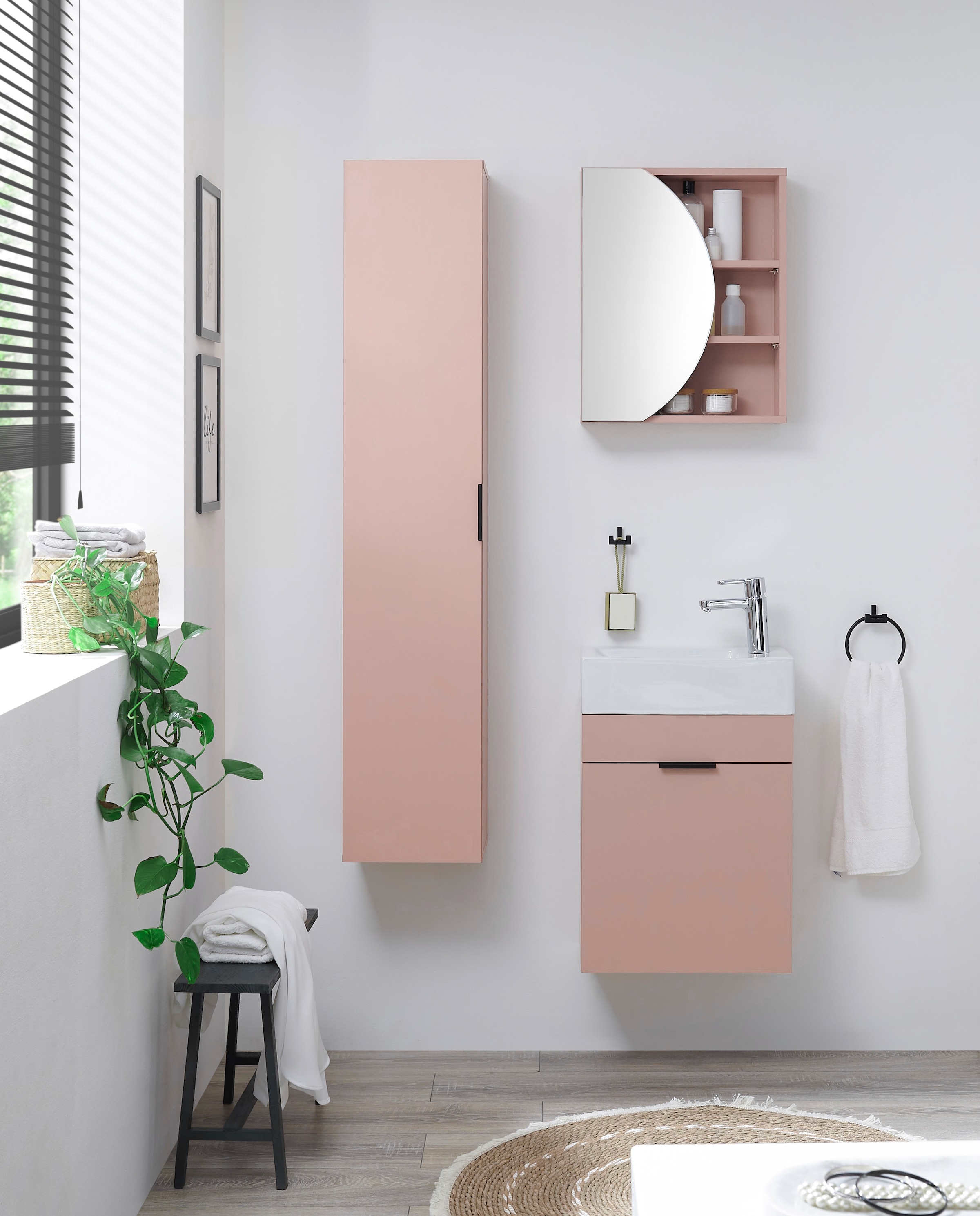 BASIC by Balculina Waschbeckenunterschrank »Nancy BxHxT 45x55x25 cm« 2 Stk. tlg. Breite 45 cm, inkl. Waschbecken