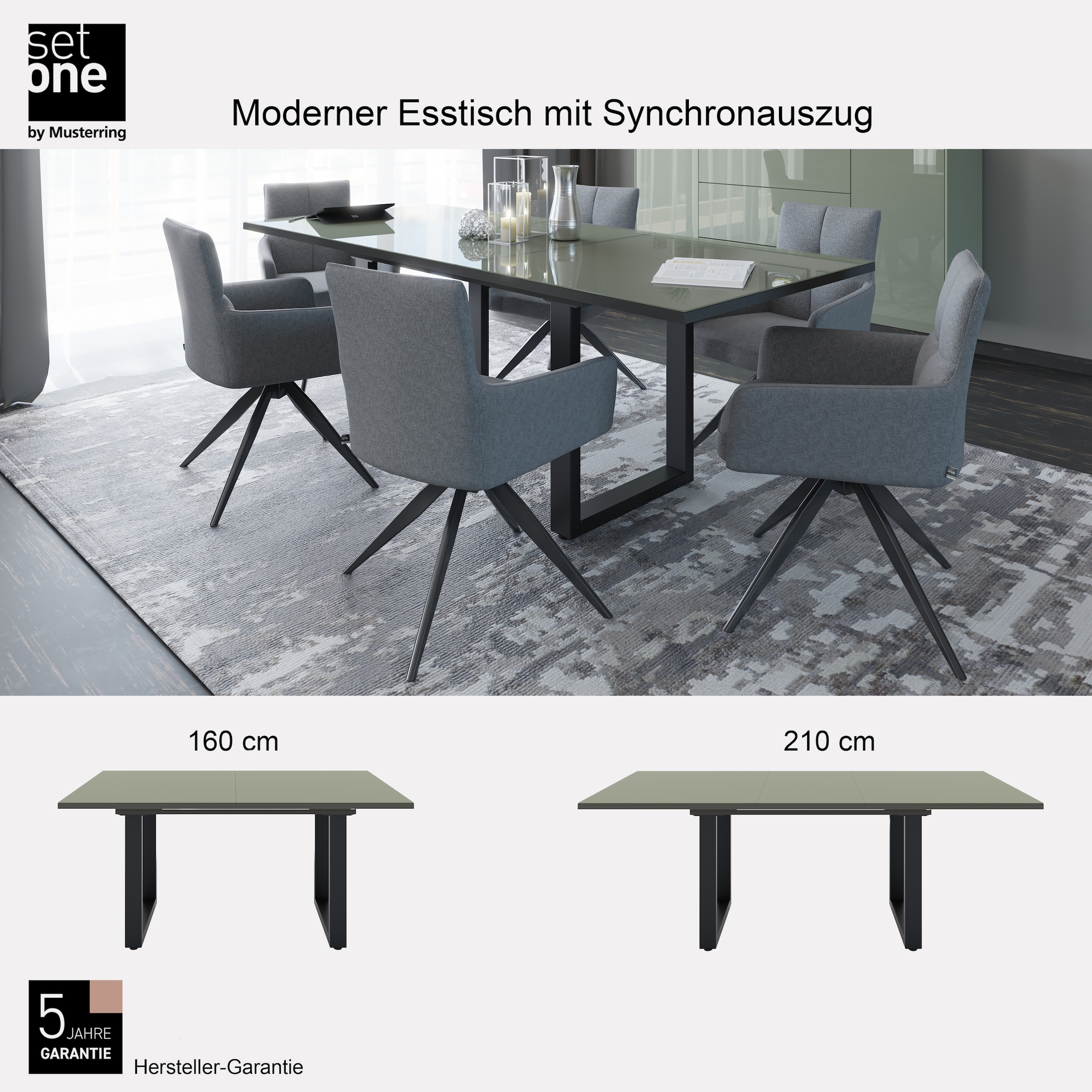 set one by Musterring Esstisch »Reno« 1 Stk. tlg. Mit Vierkantfuß, wählbaren Gestellen und Plattenfarben