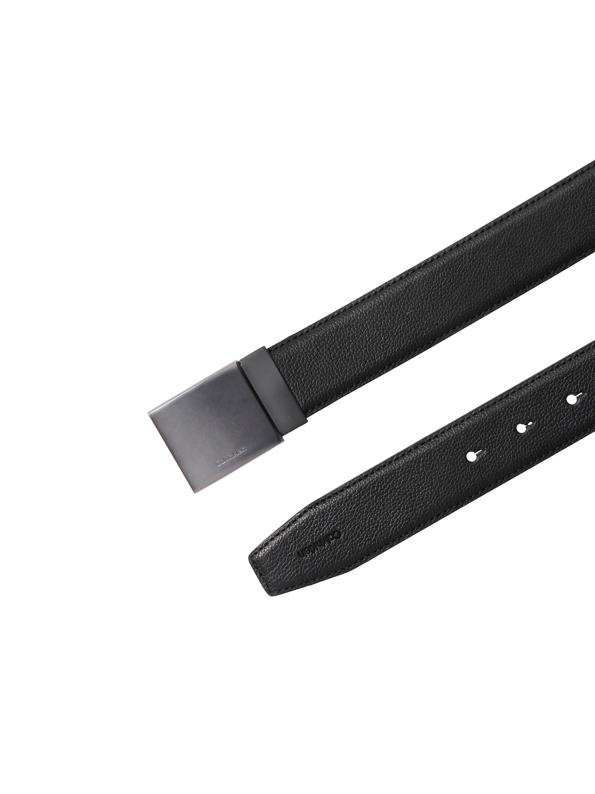 Calvin Klein Ledergürtel »DRESS PLAQUE PEBBLE 35MM ADJ« Größenverstellbar mit Metallschließe