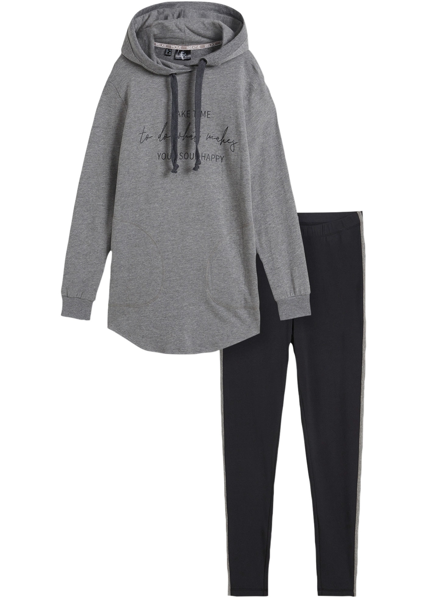 bonprix Jogginganzug »Jogginganzug mit Long-Sweatshirt und Leggings (2-teilig)« Jogginganzug mit Long-Sweatshirt und Leggings (2-teilig)