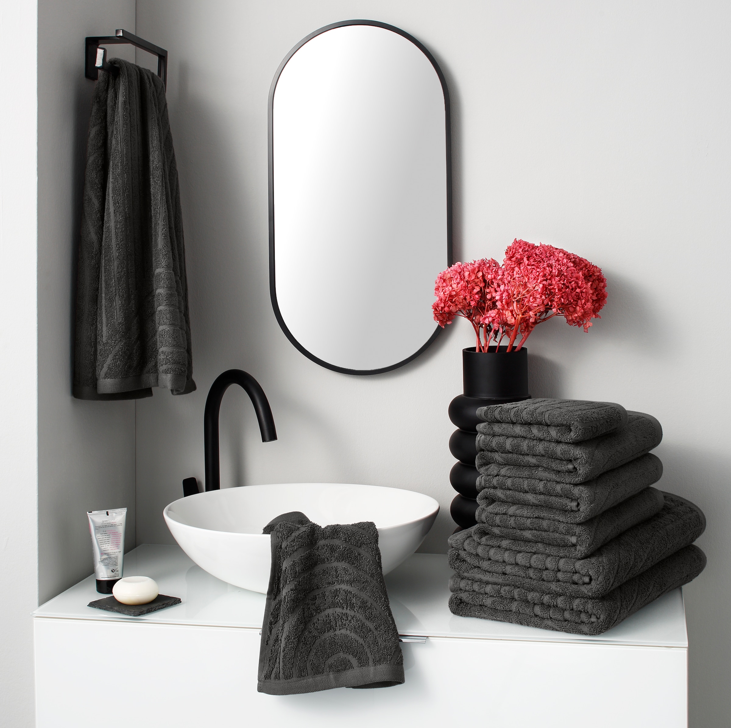 OTTO home Handtuch Set »Handtuchset Ognon, Duschtücher, Handtücher, Gästetücher, Zen« Set 8 Frottier mit Muster, Scandi, Boho, einfarbiges Handtuch-Set 100% Baumwolle