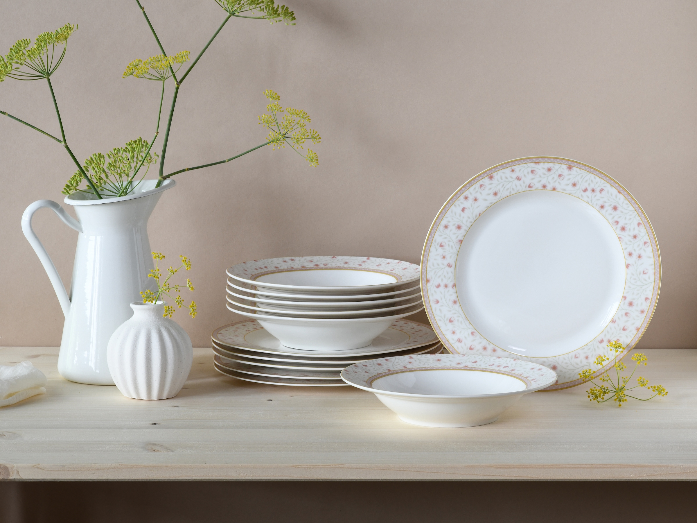 CreaTable Tafelservice »Emilja, Tafel-Service 12-tlg« Teller Set, Blumendekor