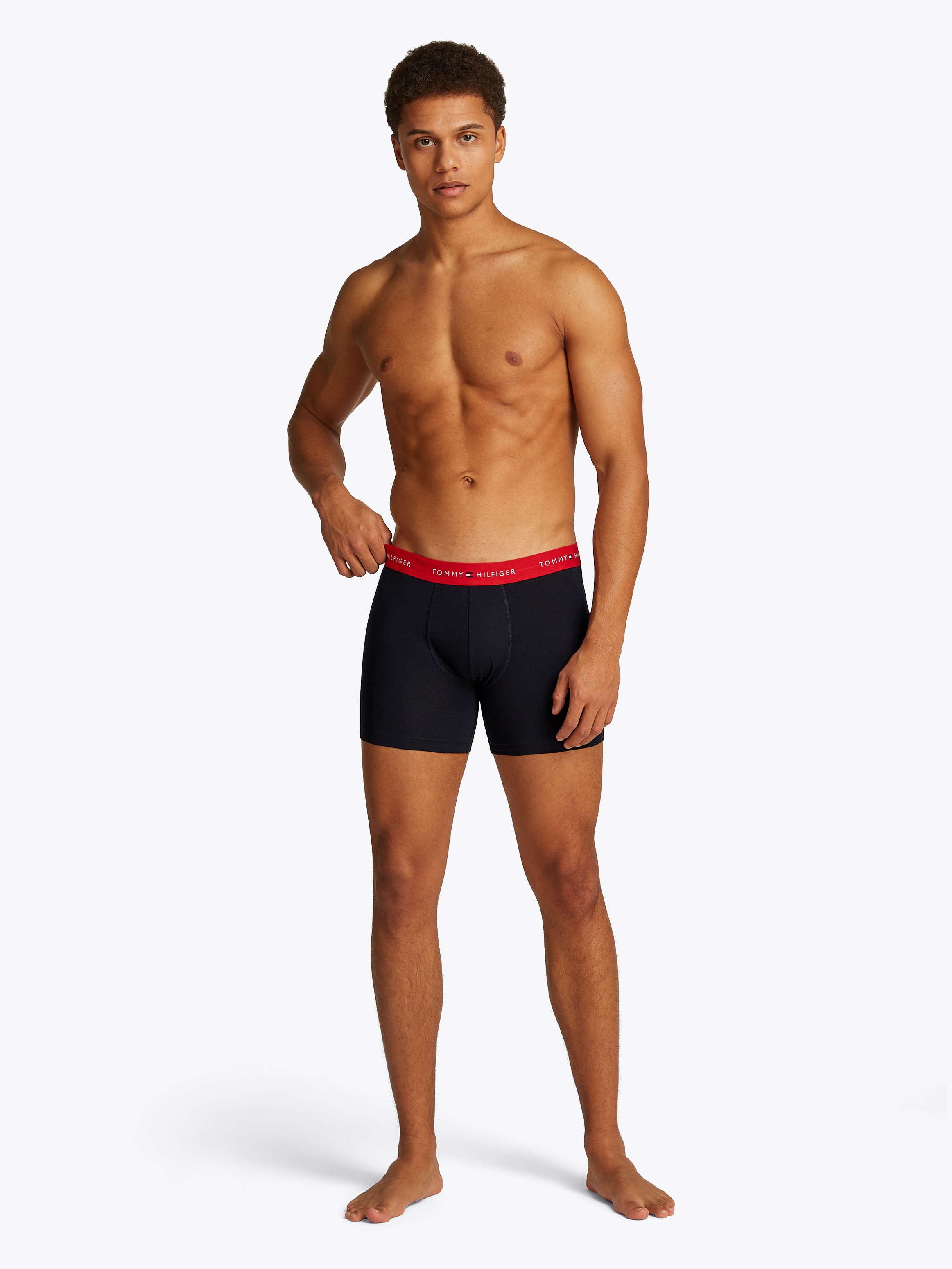 Tommy Hilfiger Underwear Boxershorts »3P BOXER BRIEF WB«, (Packung, 3 St., 3er-Pack), mit kontrastfarbenem Logobund