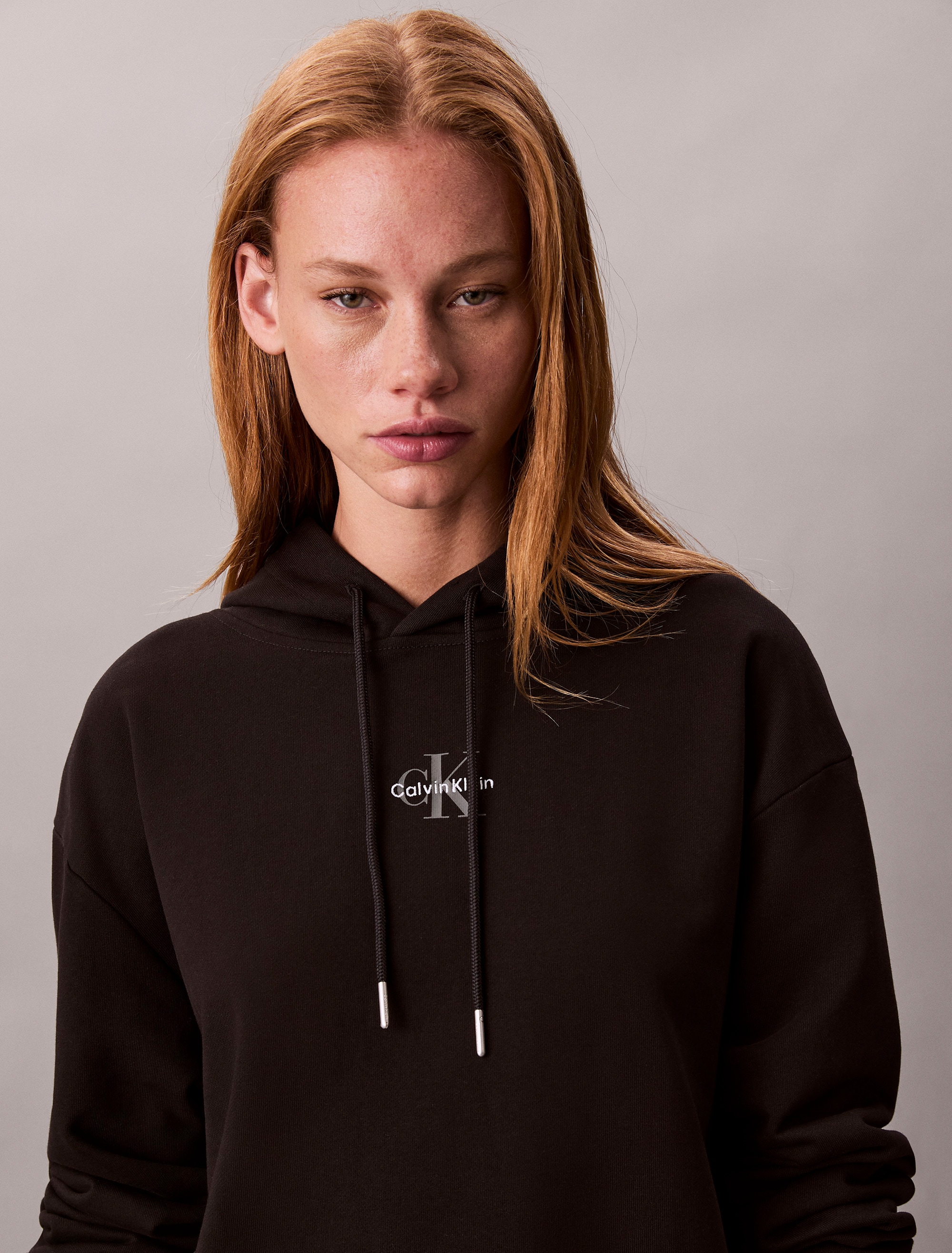 Calvin Klein Jeans Sweatkleid »LS MONOLOGO PREMIUM TERRY HOODIE«, Mit Rundhalsausschnitt, loose fit