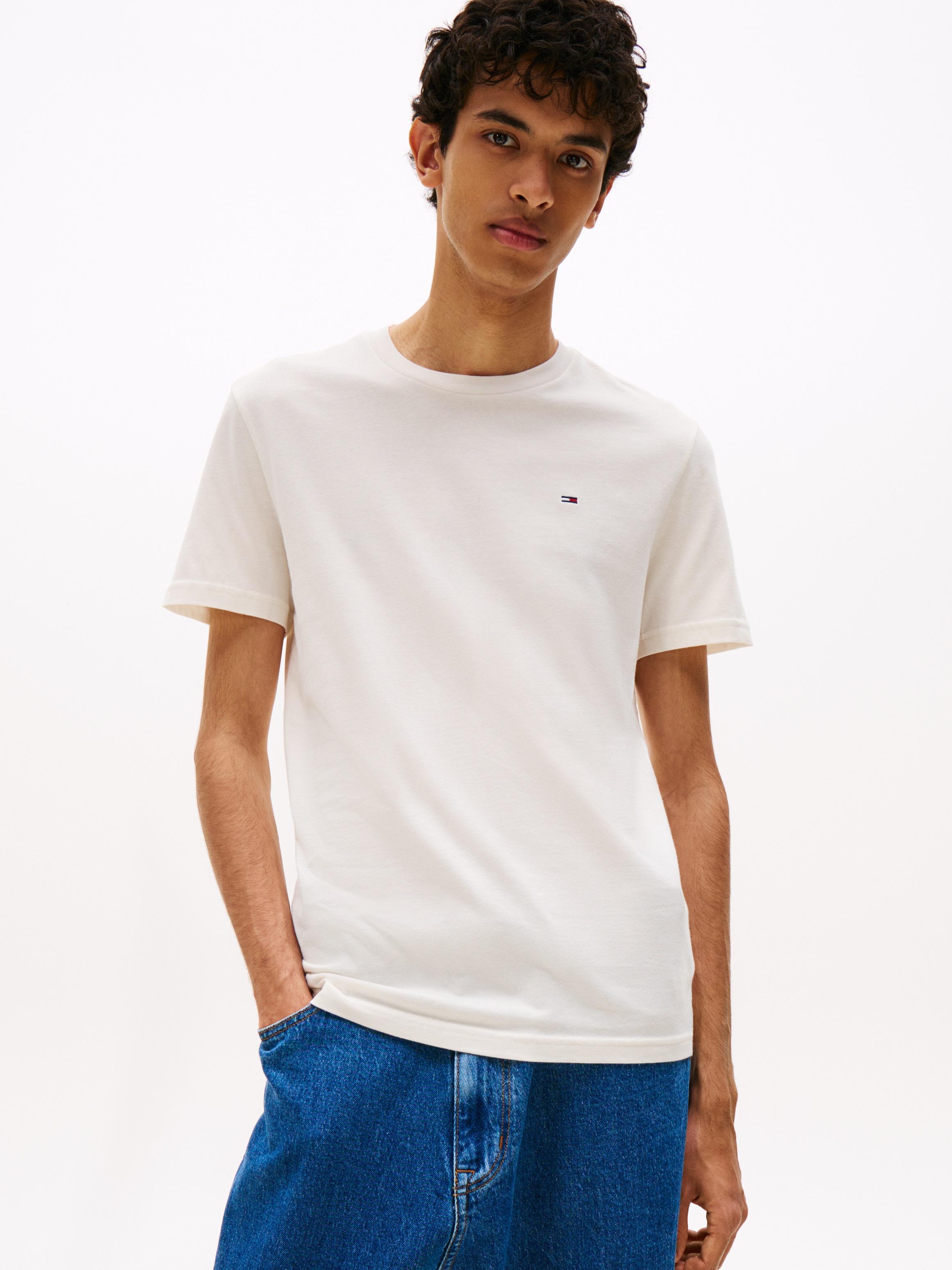 Tommy Jeans Rundhalsshirt »TJM XSLIM 2PACK JERSEY TEE EXT«, (Packung, 2er-Pack), Logostickerei, 2Pack