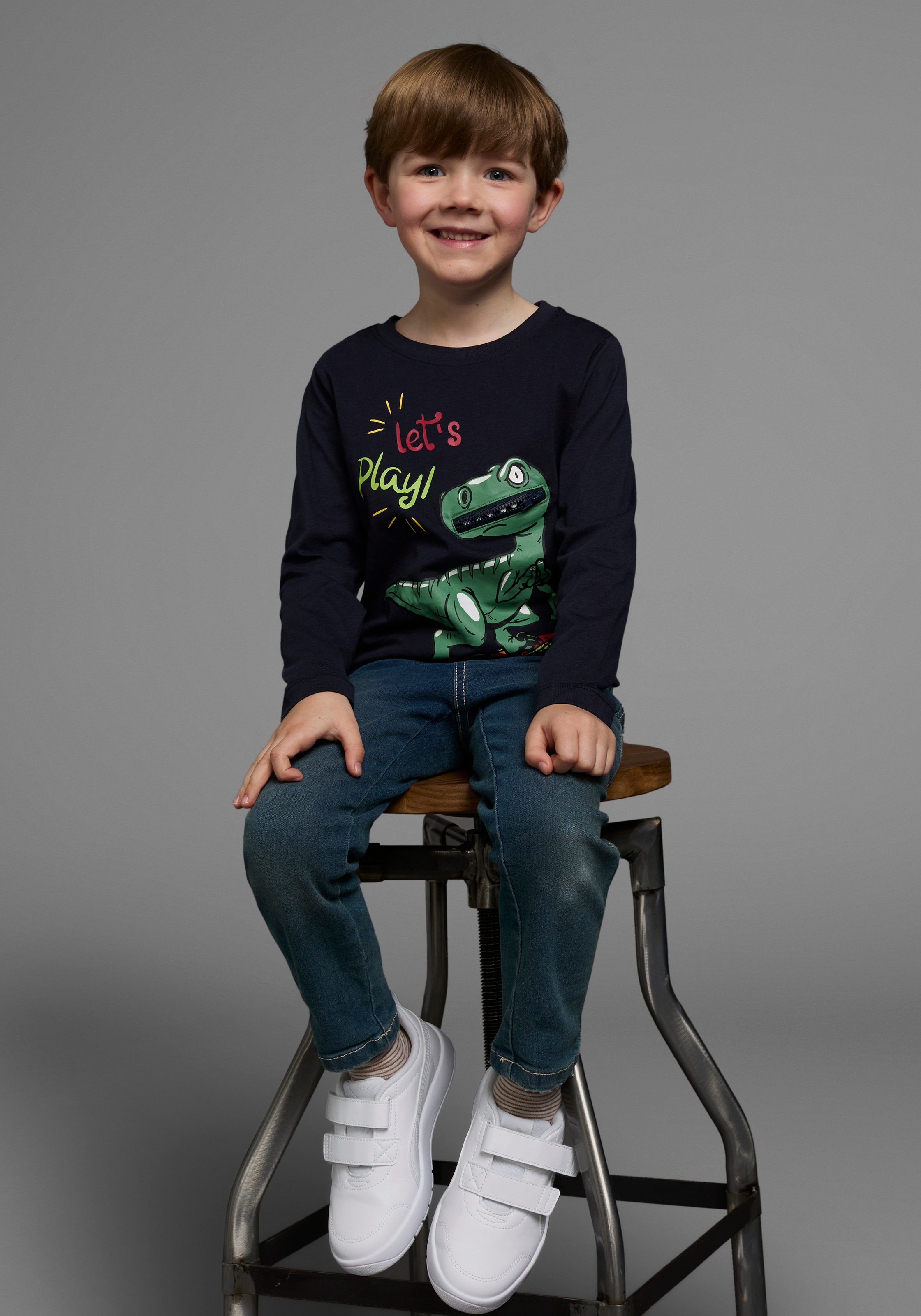 KIDSWORLD Langarmshirt »LET´S PLAY«, Langarm, Basic-Stil, aus Baumwolle