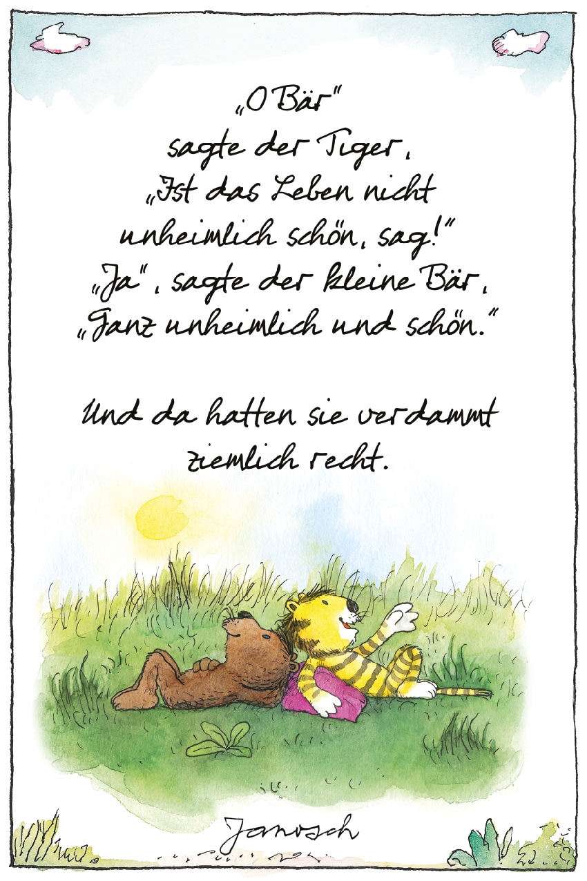 LuckyLinde Wanddekoobjekt »Der kleine Tiger und der kleine Bär - JANOSCH Zitat«, (1 St.), Exklusive JANOSCH Kindermotive, Stahlschild