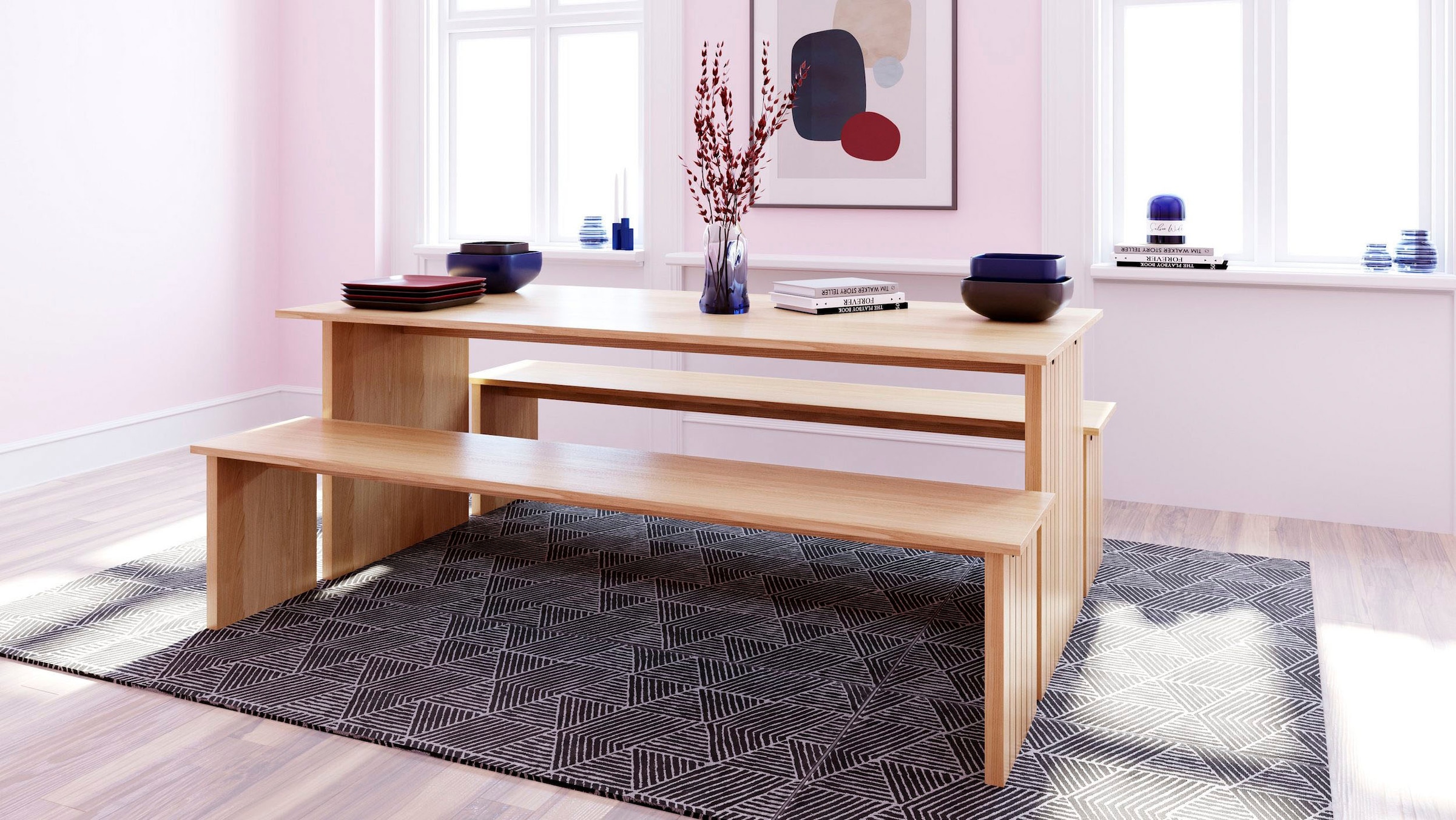 Woodman Bank »Stripe«, im skandinavian Design, Holzfurnier aus Eiche