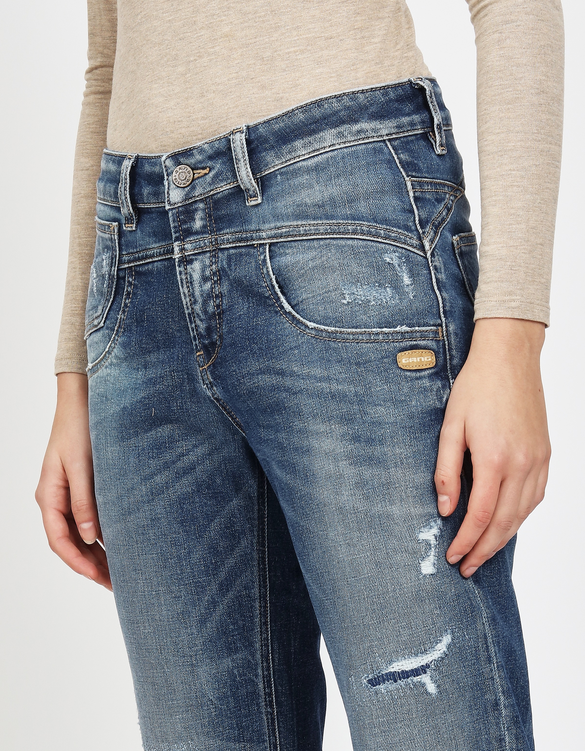 GANG Loose-fit-Jeans »94BO CROPPED«, mit Rundpasse