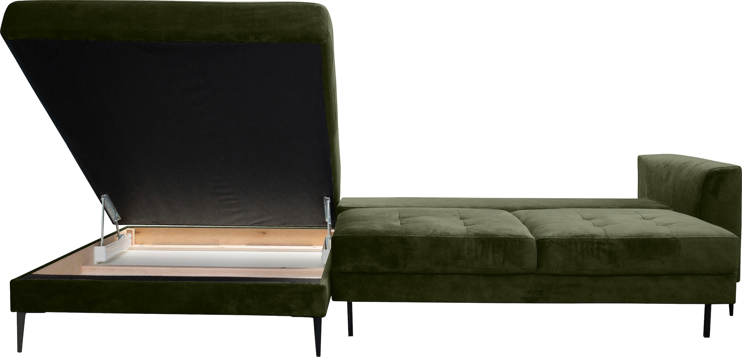 TRENDMANUFAKTUR Ecksofa »Luzi, wahlweise mit Schlaffunktion und Bettkasten bestellbar, L-Form«, Designsofa mit tollem Sitzkomfort, Metallfüße schwarz, Breite 280 cm