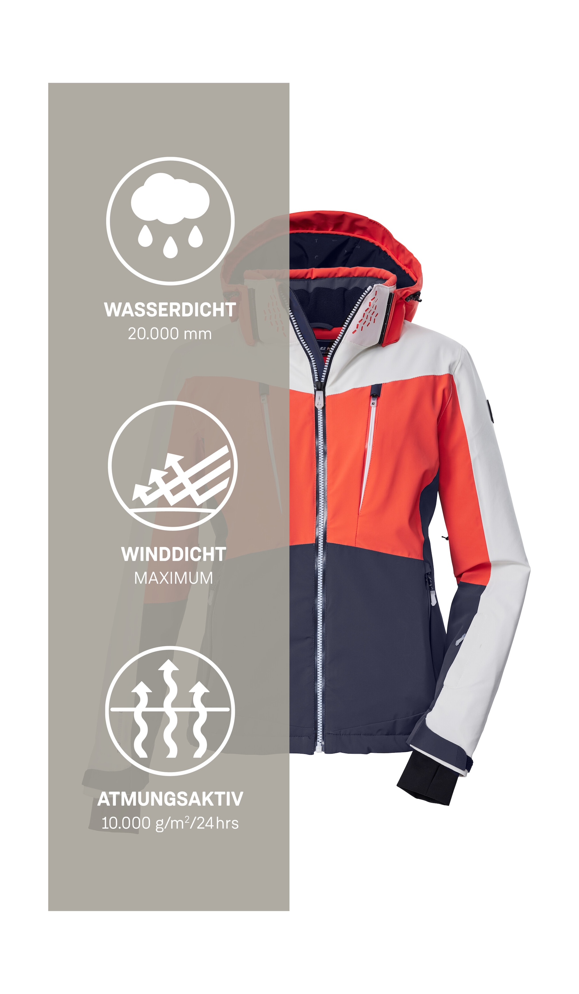 Killtec Skijacke »KSW 43 WMN SKI JCKT« Hochfunktionale Skijacke, wasserdicht, atmungsaktiv, 4-Wege-Stretch