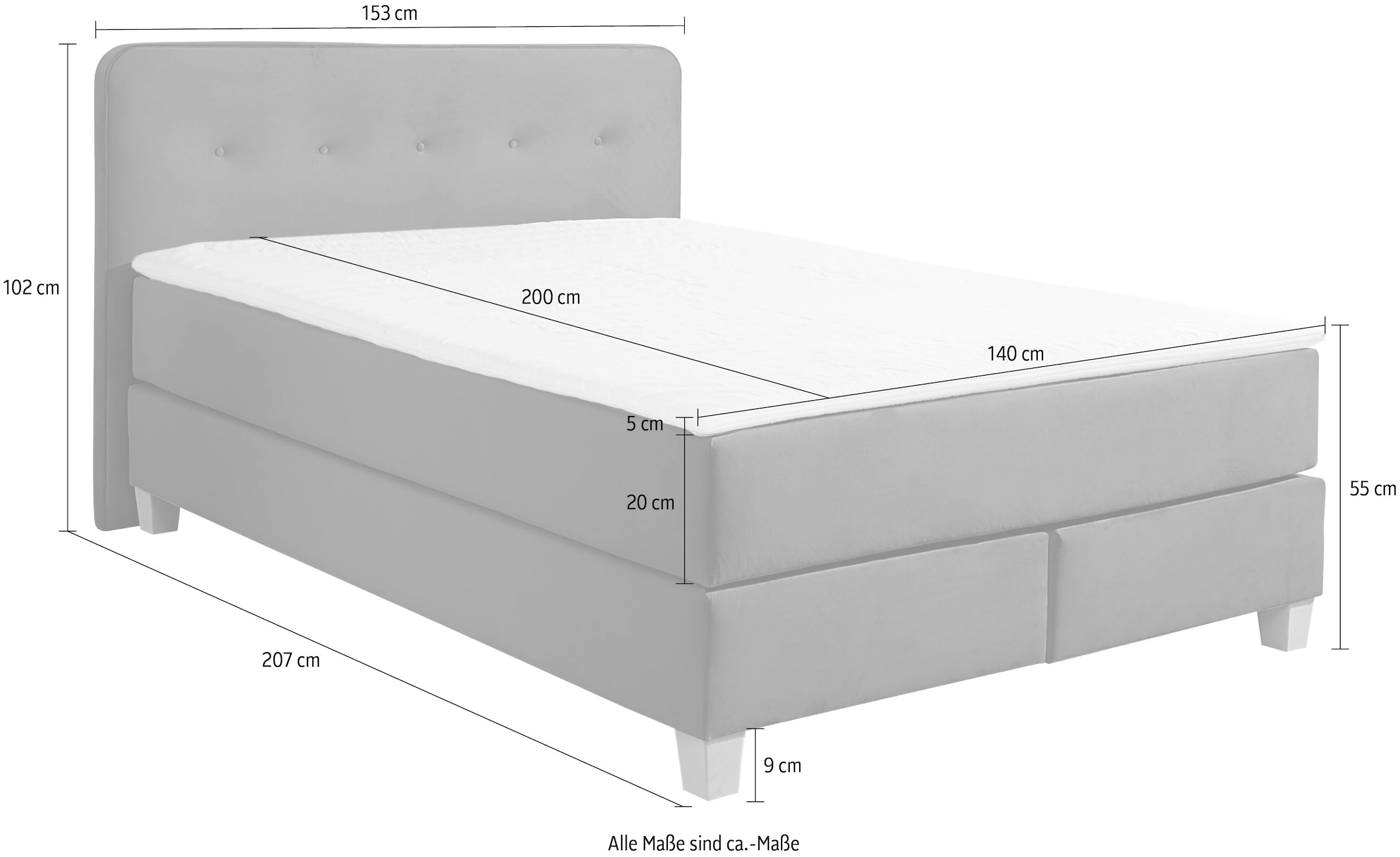 Home affaire Boxspringbett »Fargo« inkl. Topper, in 3 Matratzenarten, in Samt- oder Strukturstoff