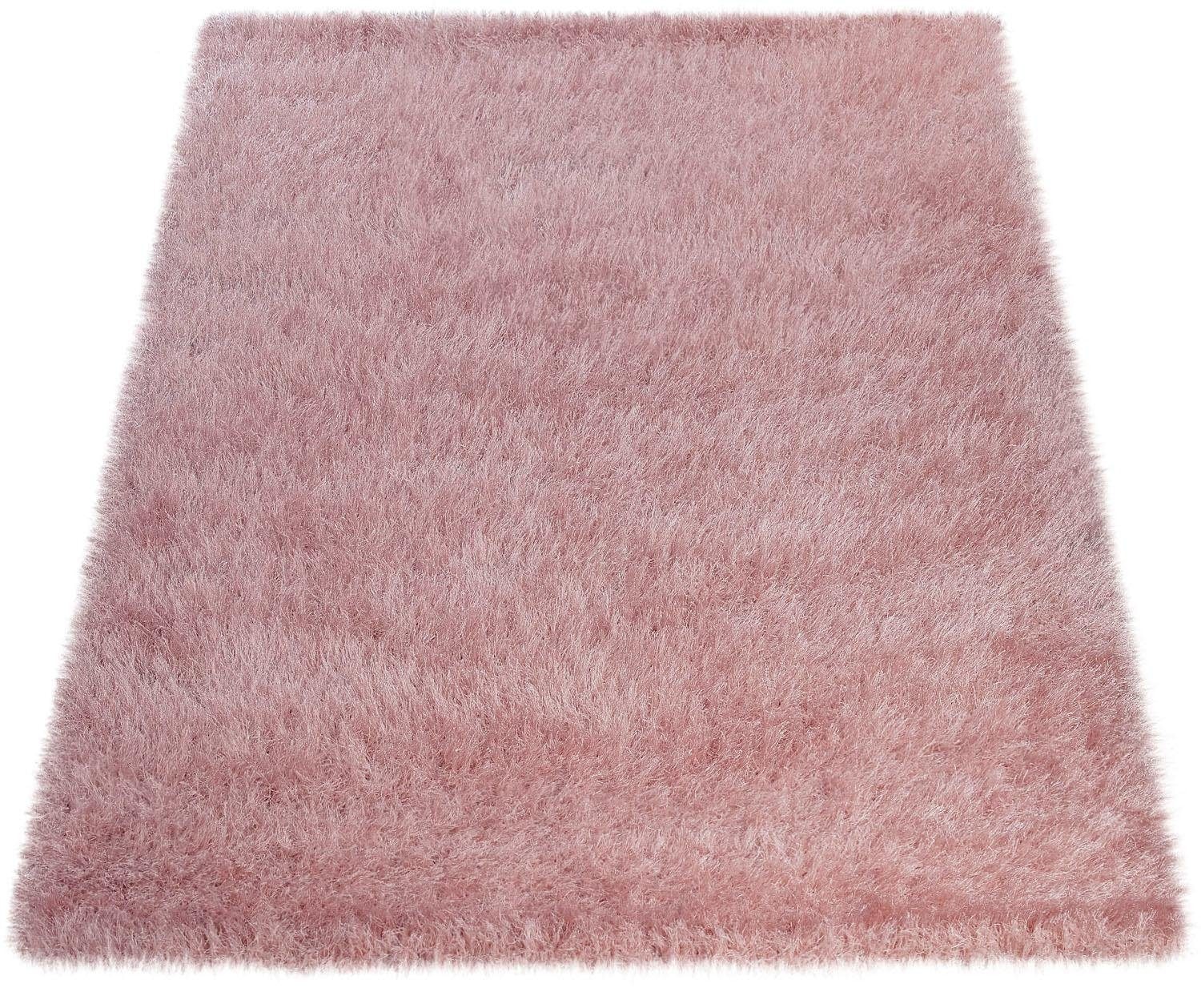 Paco Home Hochflor-Teppich »Glamour 300« rechteckig 70 mm Höhe Uni Farben, mit weichem Glanz Garn, auch als Läufer erhältlich