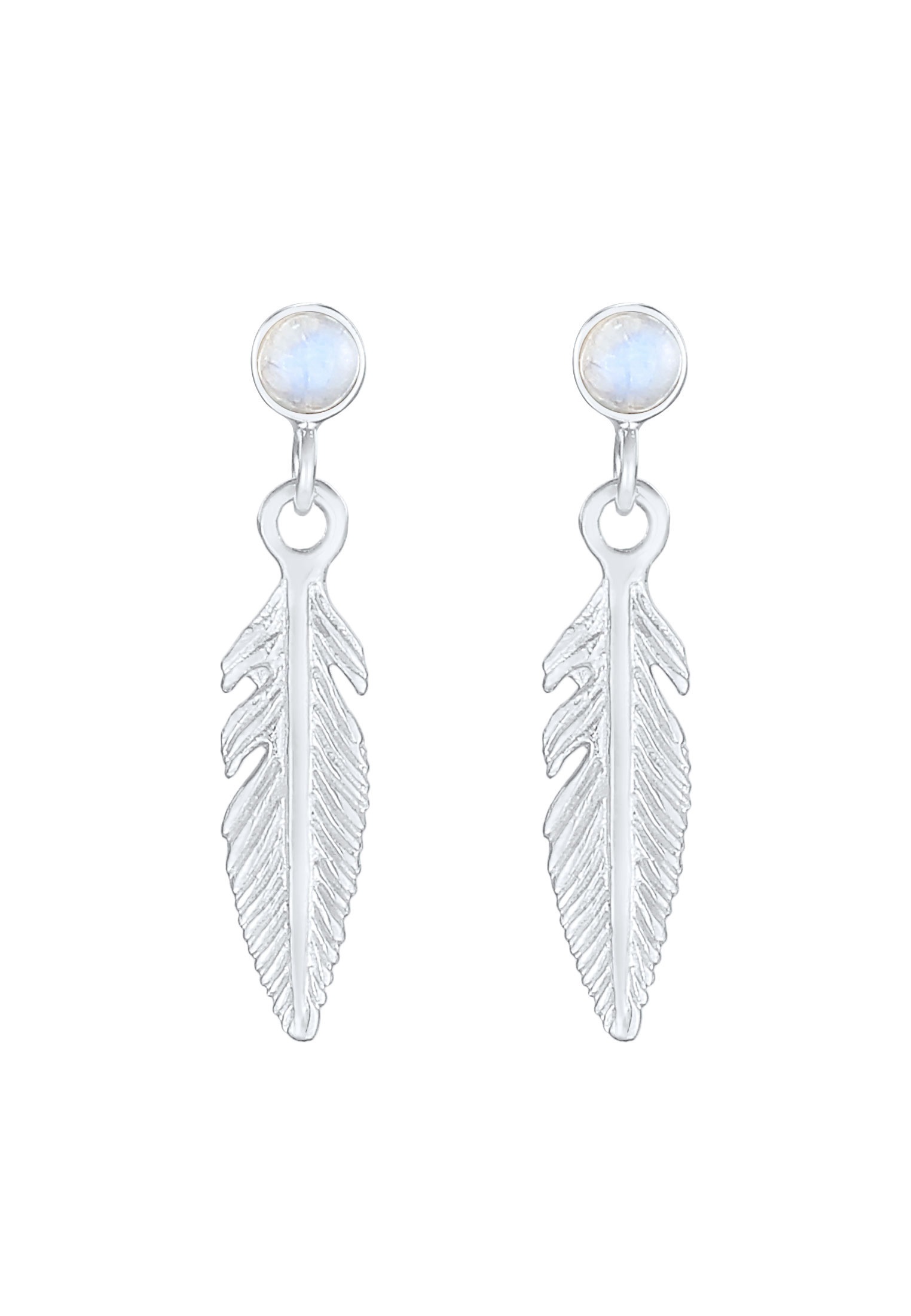 Elli Paar Ohrstecker »Ohrringe Feder Boho Hippie Mondstein 925 Silber«