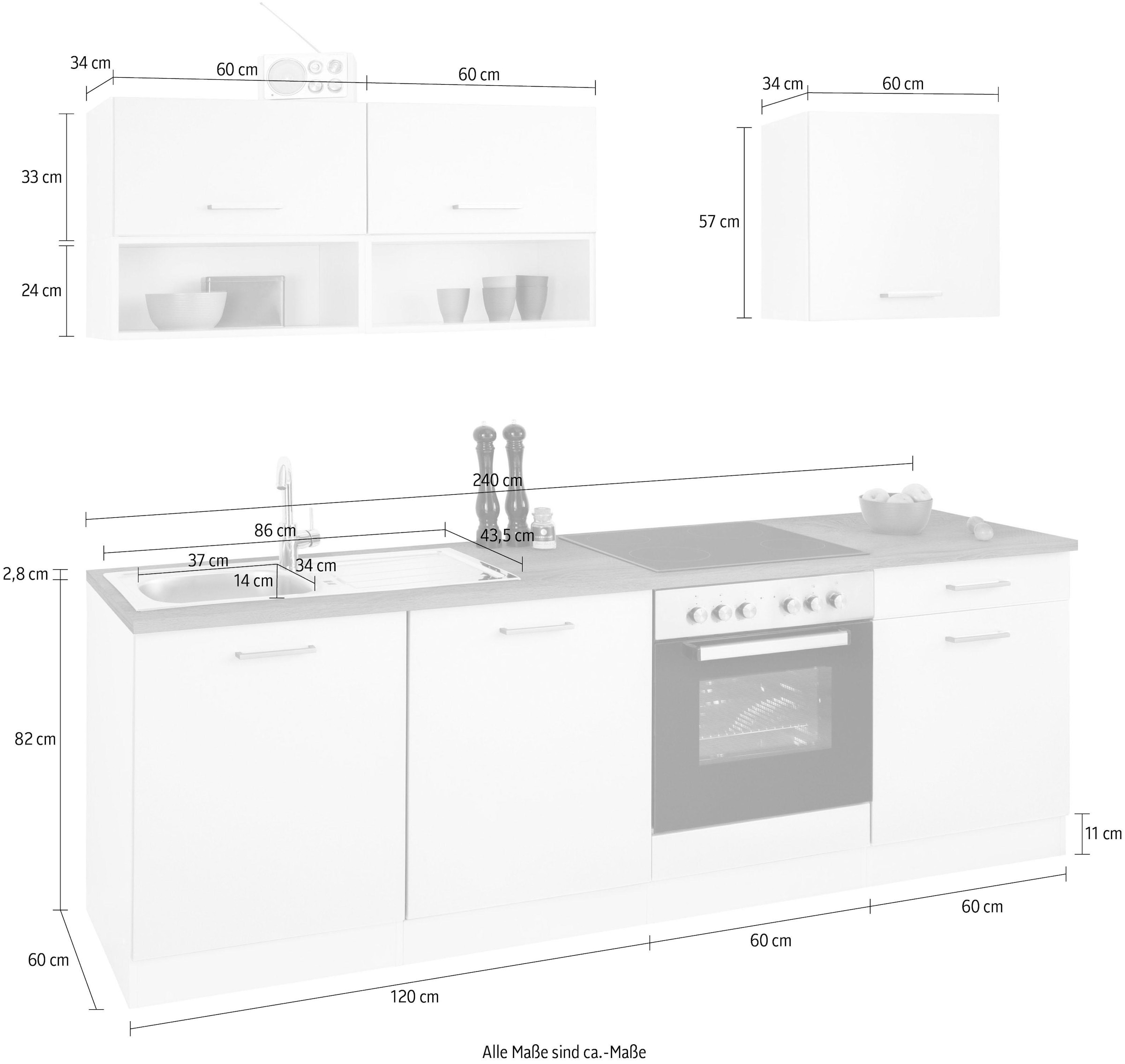 KOCHSTATION Küchenzeile »KS-Visby«, ohne E-Geräte, Breite 240 cm